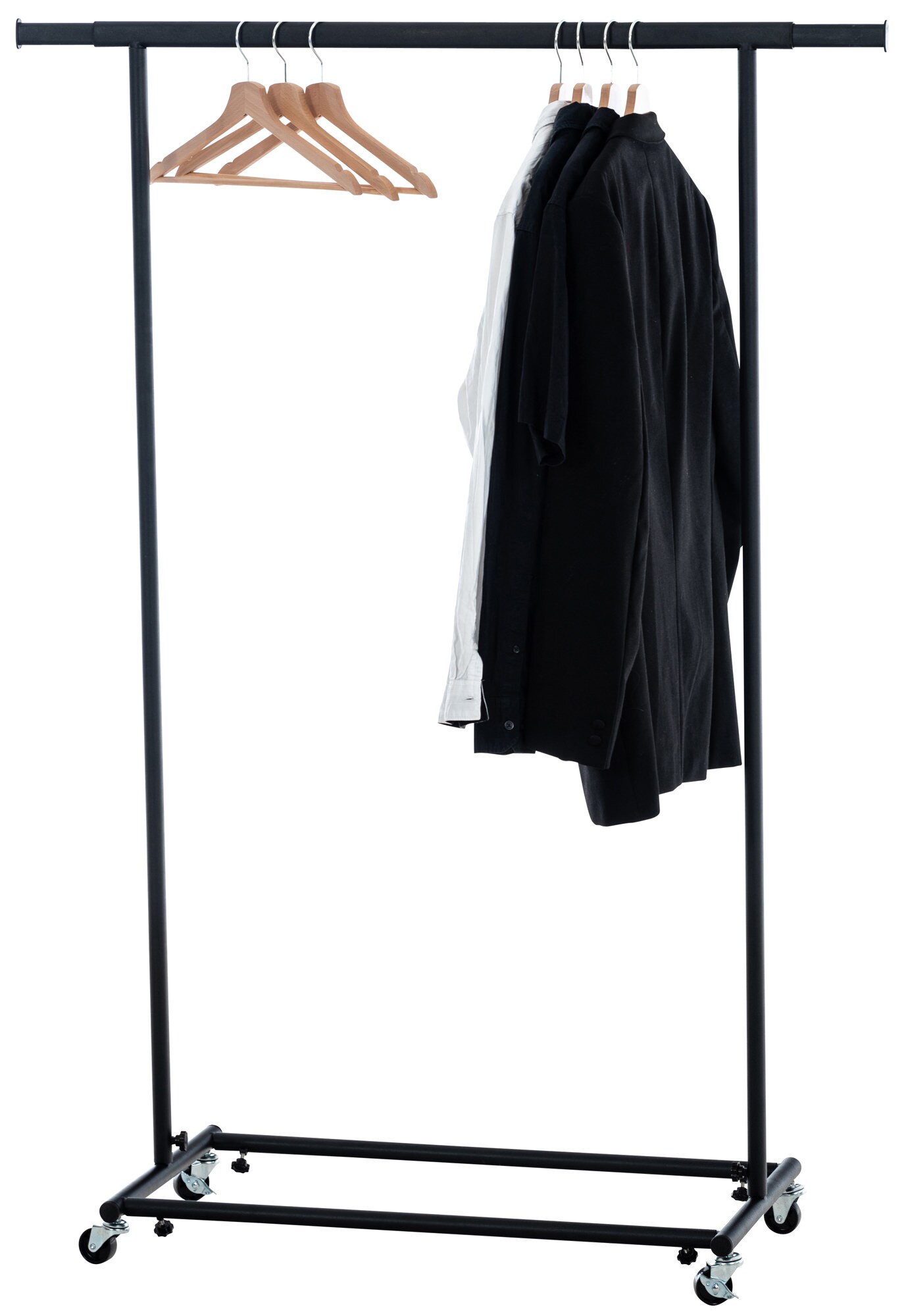 CLP Kleiderständer Gisborne Auf Rollen - Garderobenständer Schwarz 150x38x120cm