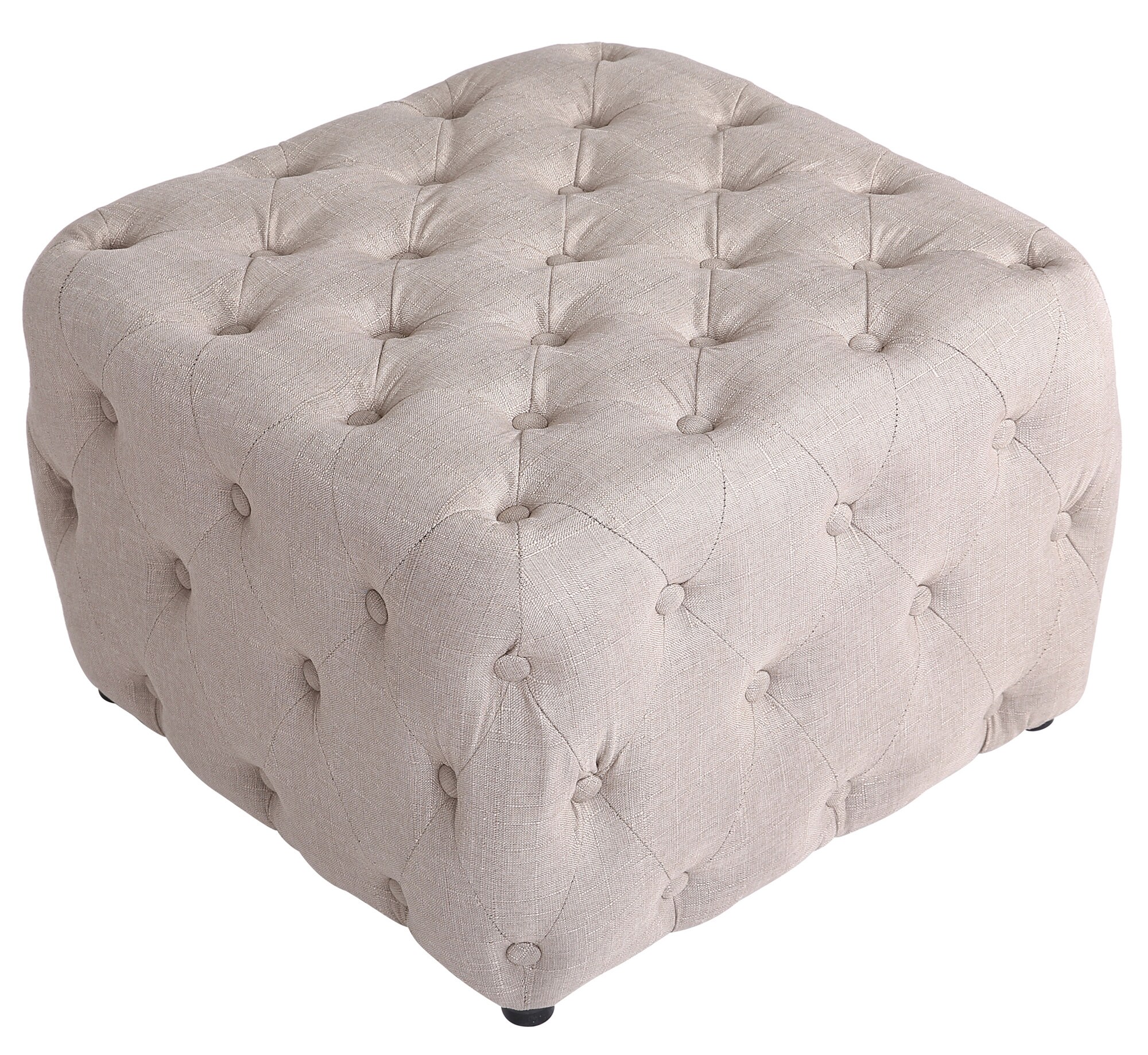 CLP Sitzhocker Lugo Stoff I Polsterhocker Eckig I Gesteppter Hocker Mit Zierkn&ouml;pfen I Gepolstert 