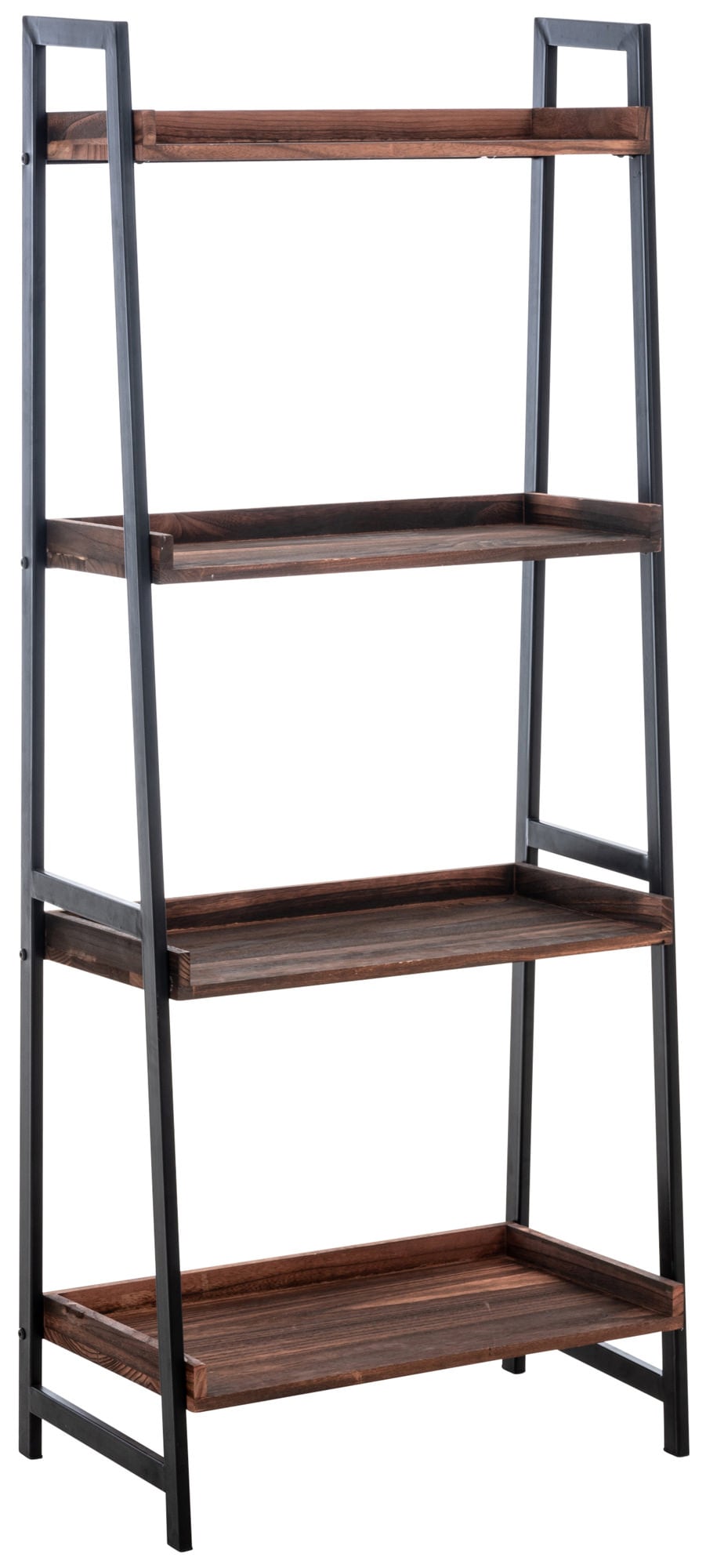 CLP Treppenregal Dahn Mit Metallgestell Und Vier Ablagefl&auml;chen I Dekoratives Regal I B&uuml;cherregal I Standregal 