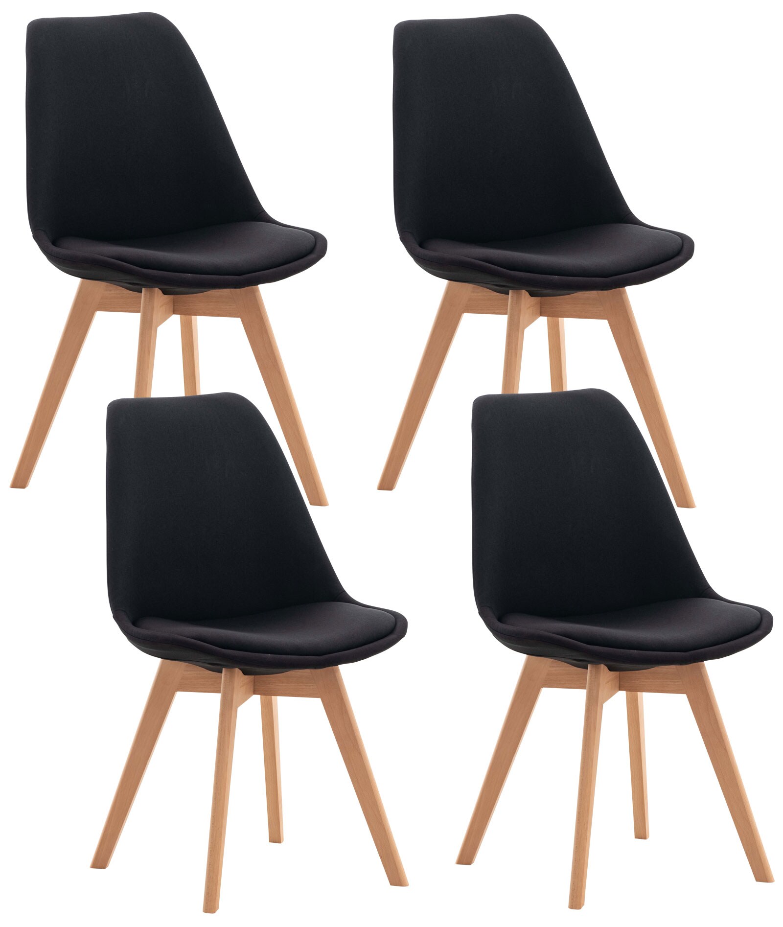 CLP 4er Set Stuhl Linares Stoff - Farbe: schwarz, Material: Stoff 