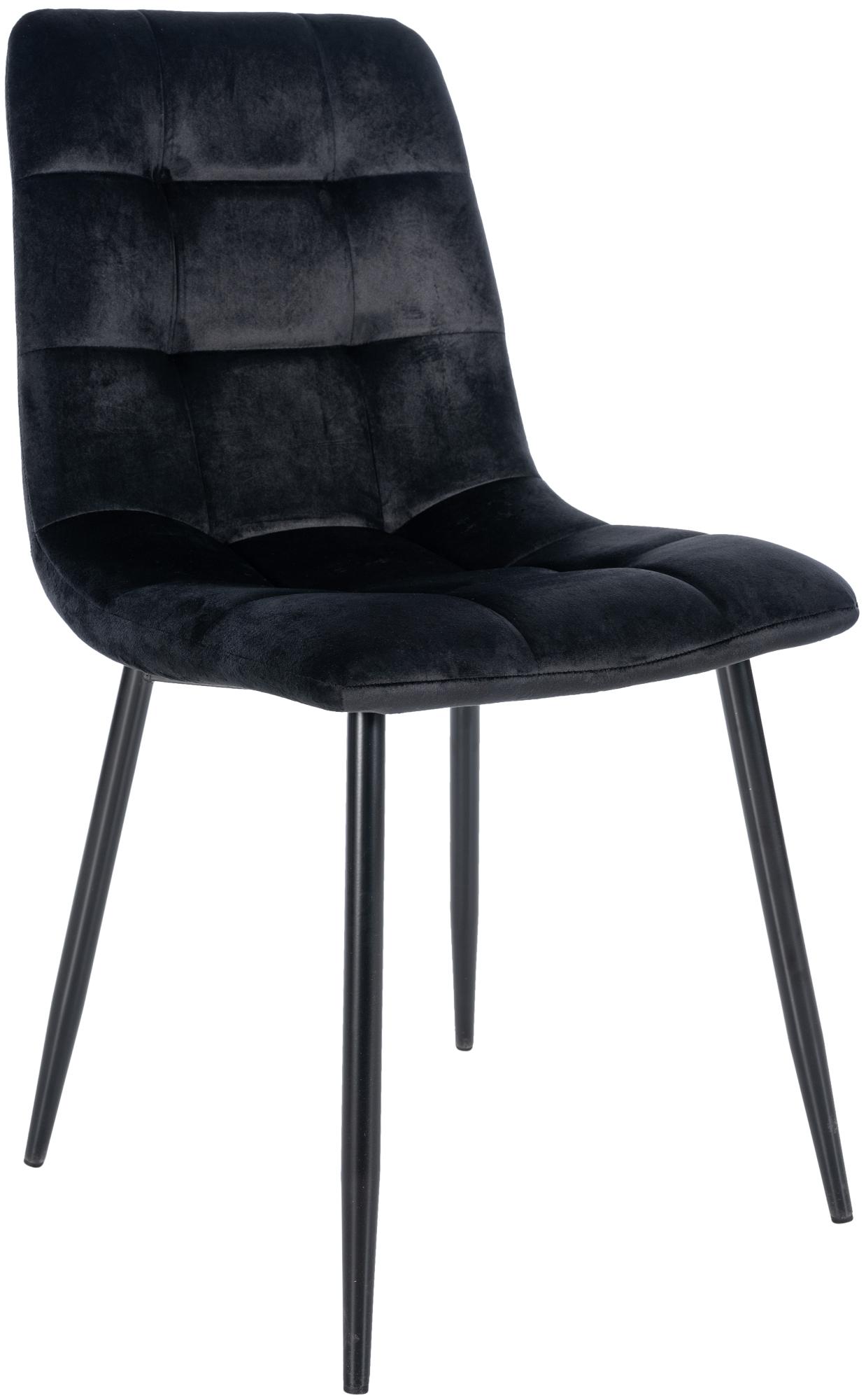 CLP Esszimmerstuhl gepolstert Antibes, K&uuml;chenstuhl Samtbezug mit R&uuml;ckenlehne und schwarzem Metallgestell, Polsterstuhl bis 150 kg belastbar 