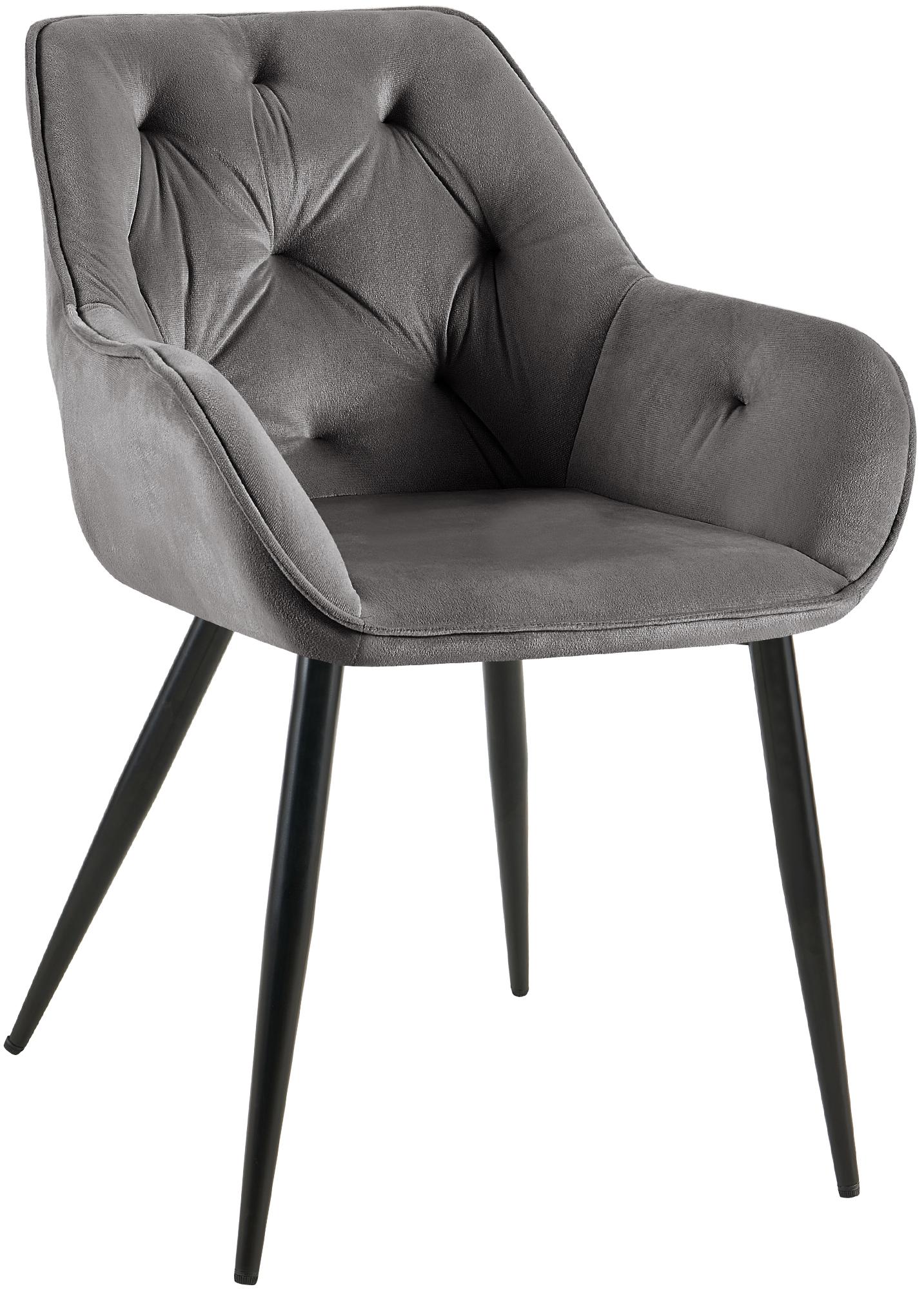 CLP Esszimmerstuhl Cassis Samtbezug I Gesteppter Polsterstuhl mit R&uuml;ckenlehne I Stabiler K&uuml;chenstuhl mit Bodenschonern 