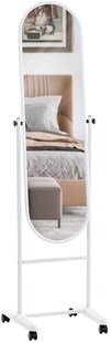 CLP Standspiegel Nane Oval I Stehspiegel 155x40 cm I Für Wohnzimmer Oder Schlafzimmer I Neigbar, 360° Drehbar I Ganzkörperspiegel Mit Rollen 