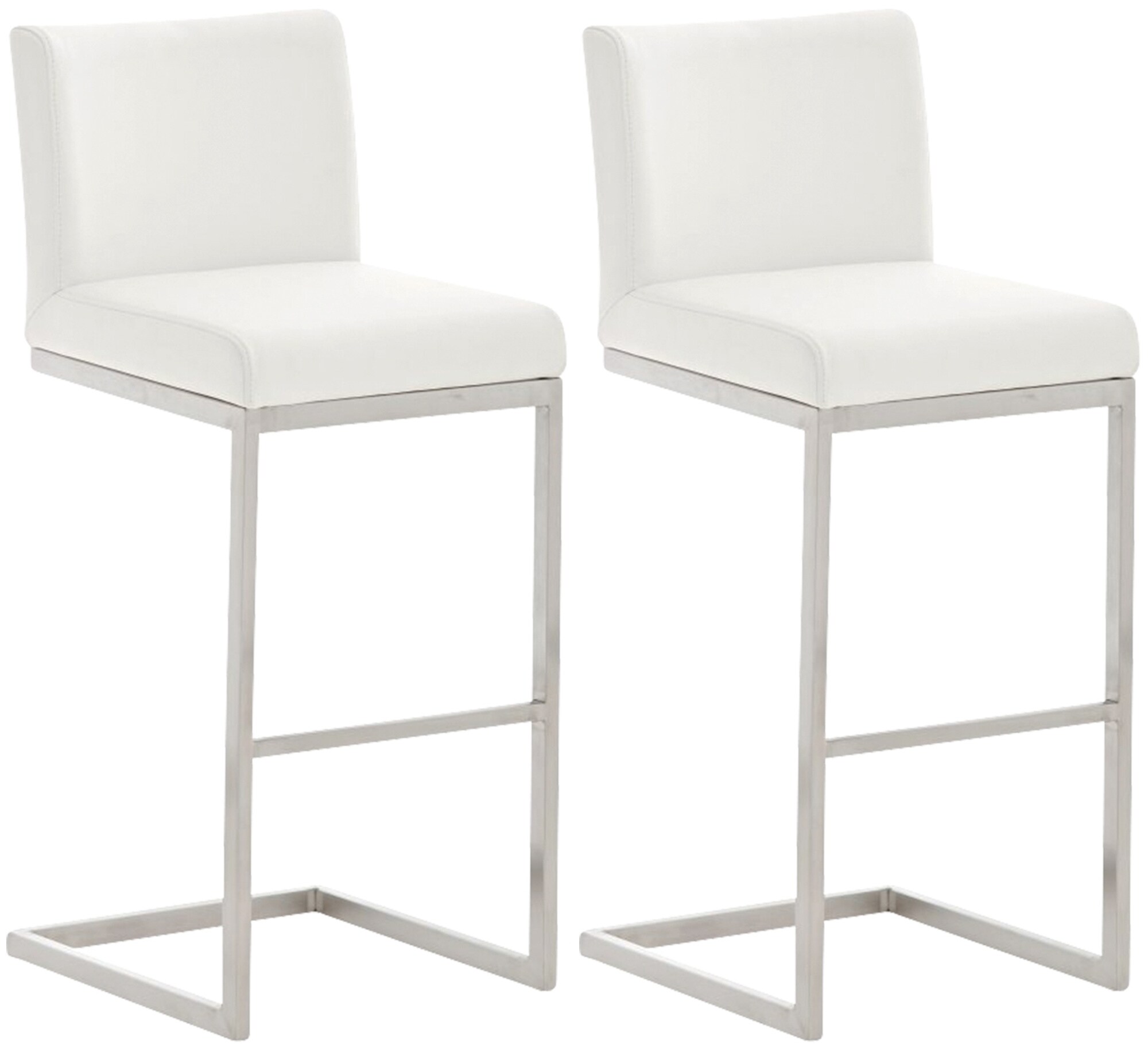 CLP Barhocker 2er Set mit Lehne Paros, Freischwinger Barst&uuml;hle mit Kunstlederbezug, Gestelle aus Edelstahl, bis 240 kg belastbar 