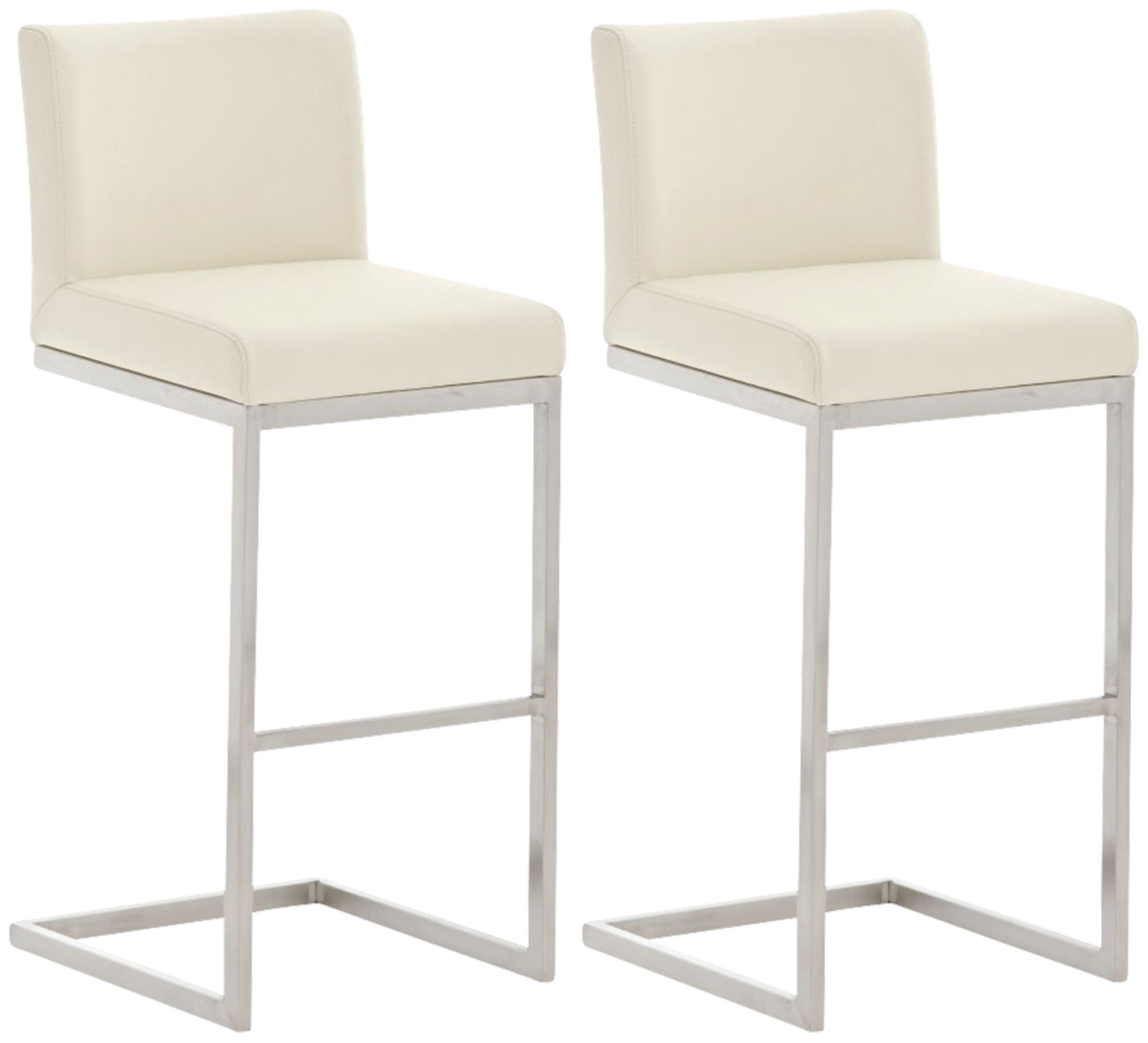 CLP Barhocker 2er Set mit Lehne Paros, Freischwinger Barst&uuml;hle mit Kunstlederbezug, Gestelle aus Edelstahl, bis 240 kg belastbar 