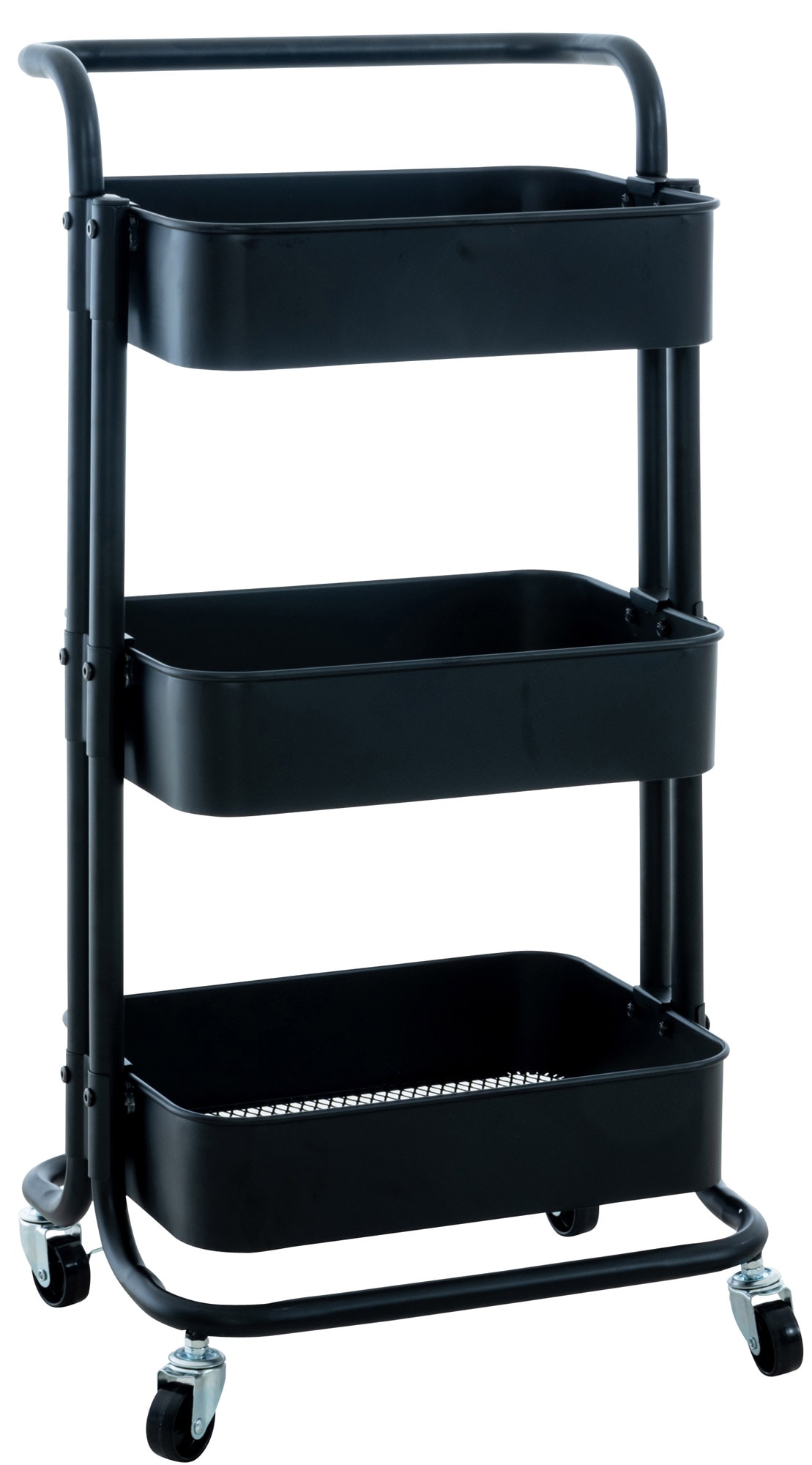 CLP Trolley Mailo I Arbeitswagen Mit 3 Ebenen I Beistelltisch Mit Rollen I Metall Rollwagen Mit 2 Bremsen I Servierwagen 