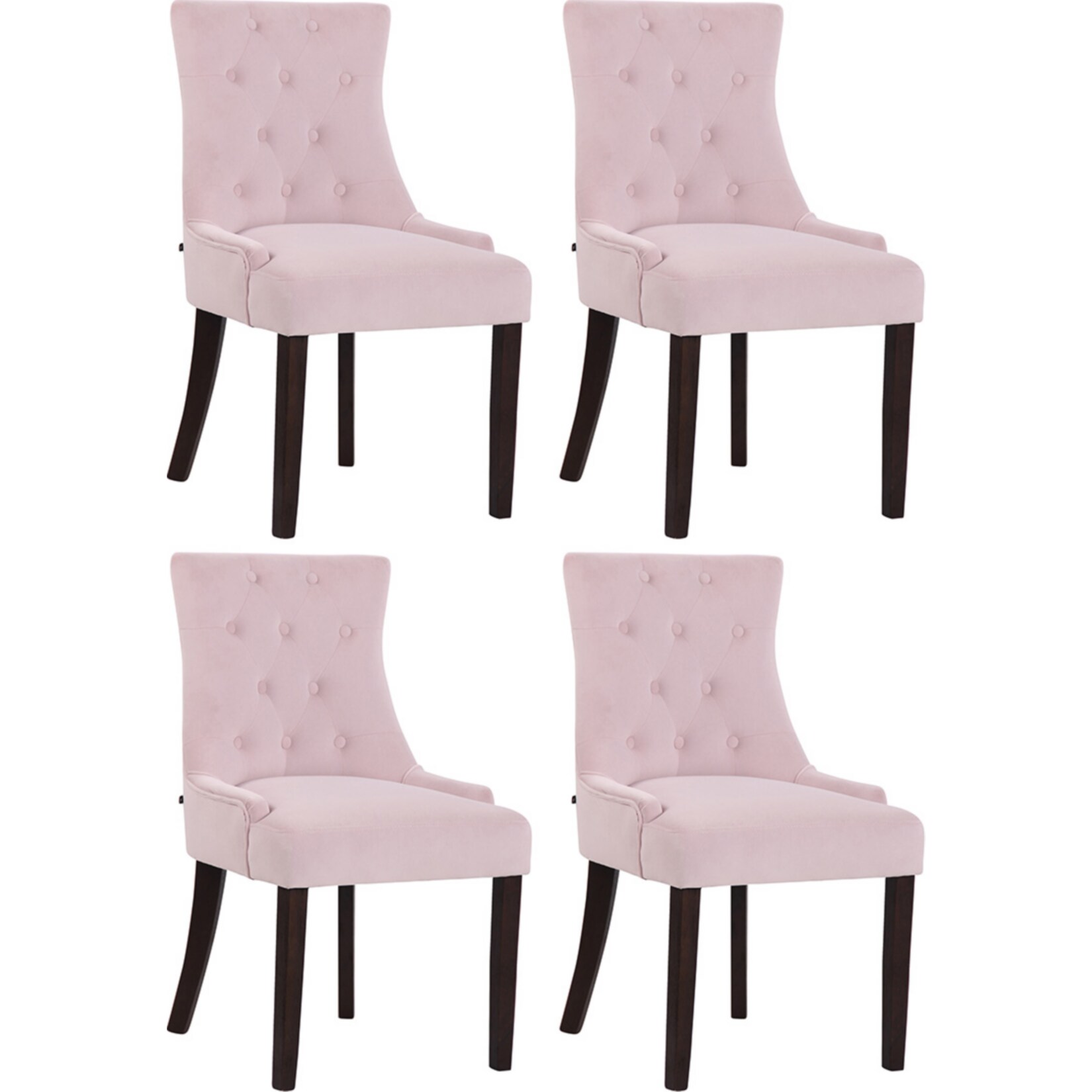 CLP 4er Set Esszimmerst&uuml;hle Inverness Samt Mit Hochwertiger Polsterung Und Samtbezug I Esszimmerstuhl I K&uuml;chenstuhl 