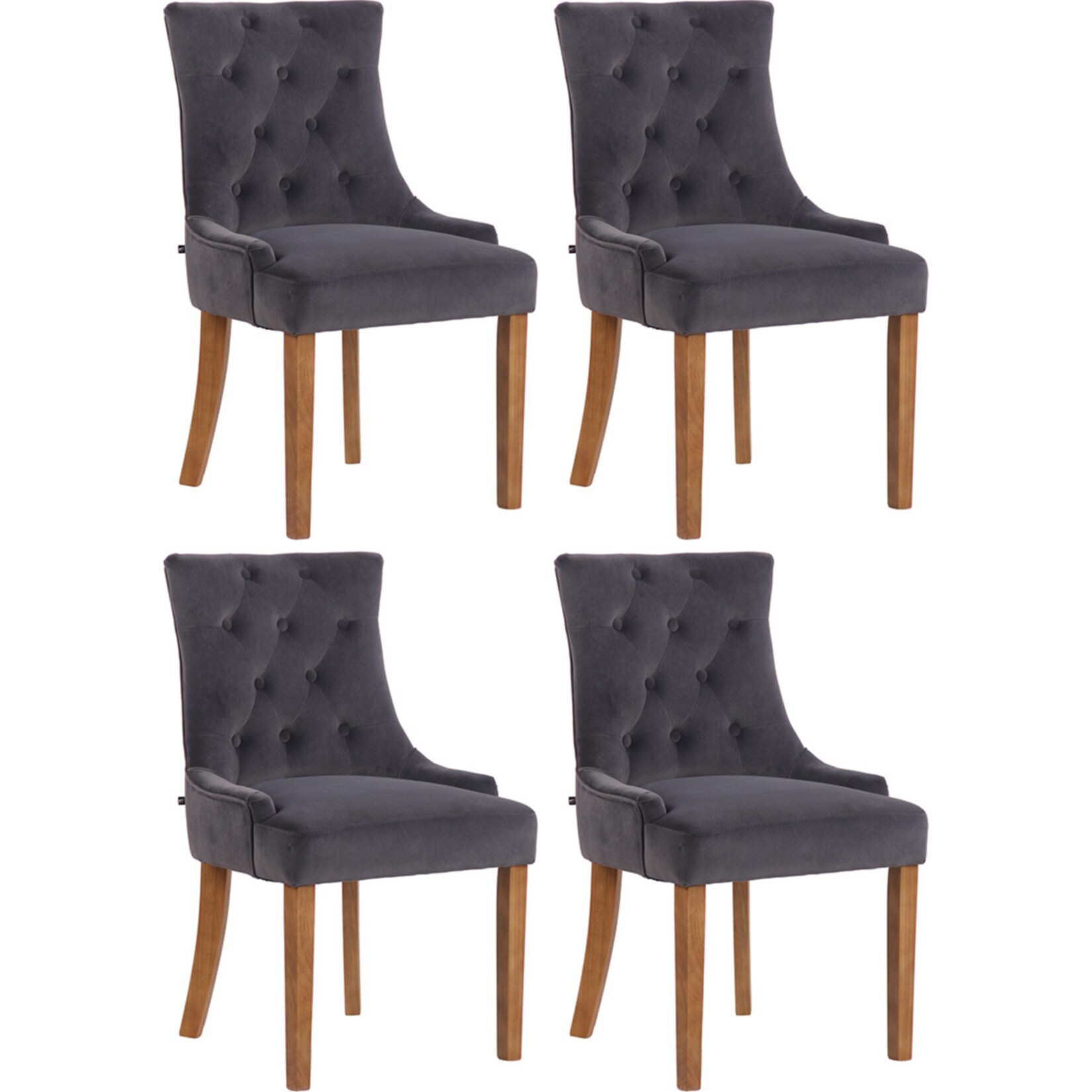 CLP 4er Set Esszimmerst&uuml;hle Inverness Samt Mit Hochwertiger Polsterung Und Samtbezug I Esszimmerstuhl I K&uuml;chenstuhl 