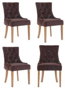 CLP 4er Set Esszimmerstuhl Aberdeen Samt I Mit Hochwertiger Polsterung Und Samtbezug I Polsterstuhl Mit Gestell Aus Kautschukholz 