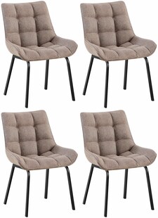 CLP 4er Set Esszimmerstuhl Saranda I Polsterstuhl mit Stoffbezug I Küchenstuhl mit schwarzem Metallgestell und Rückenlehne 