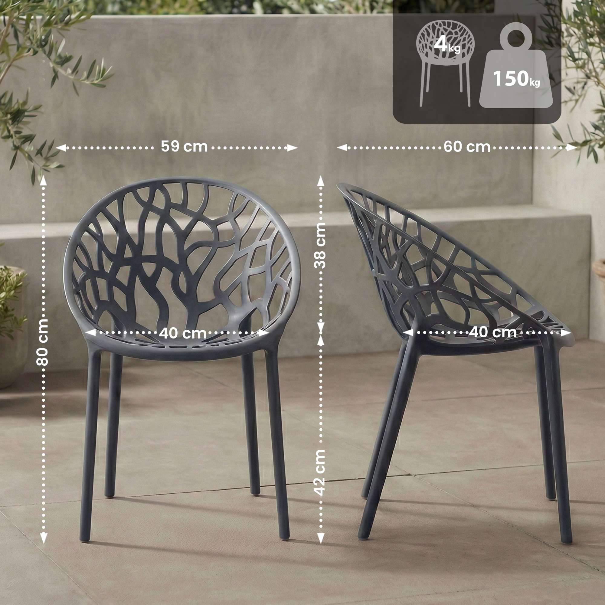 CLP Gartenstuhl stapelbar wetterfest Hope, Gartensessel mit Lehne UV-beständig, Outdoorstuhl aus Kunststoff bis 150 kg belastbar bei Marktkauf online bestellen