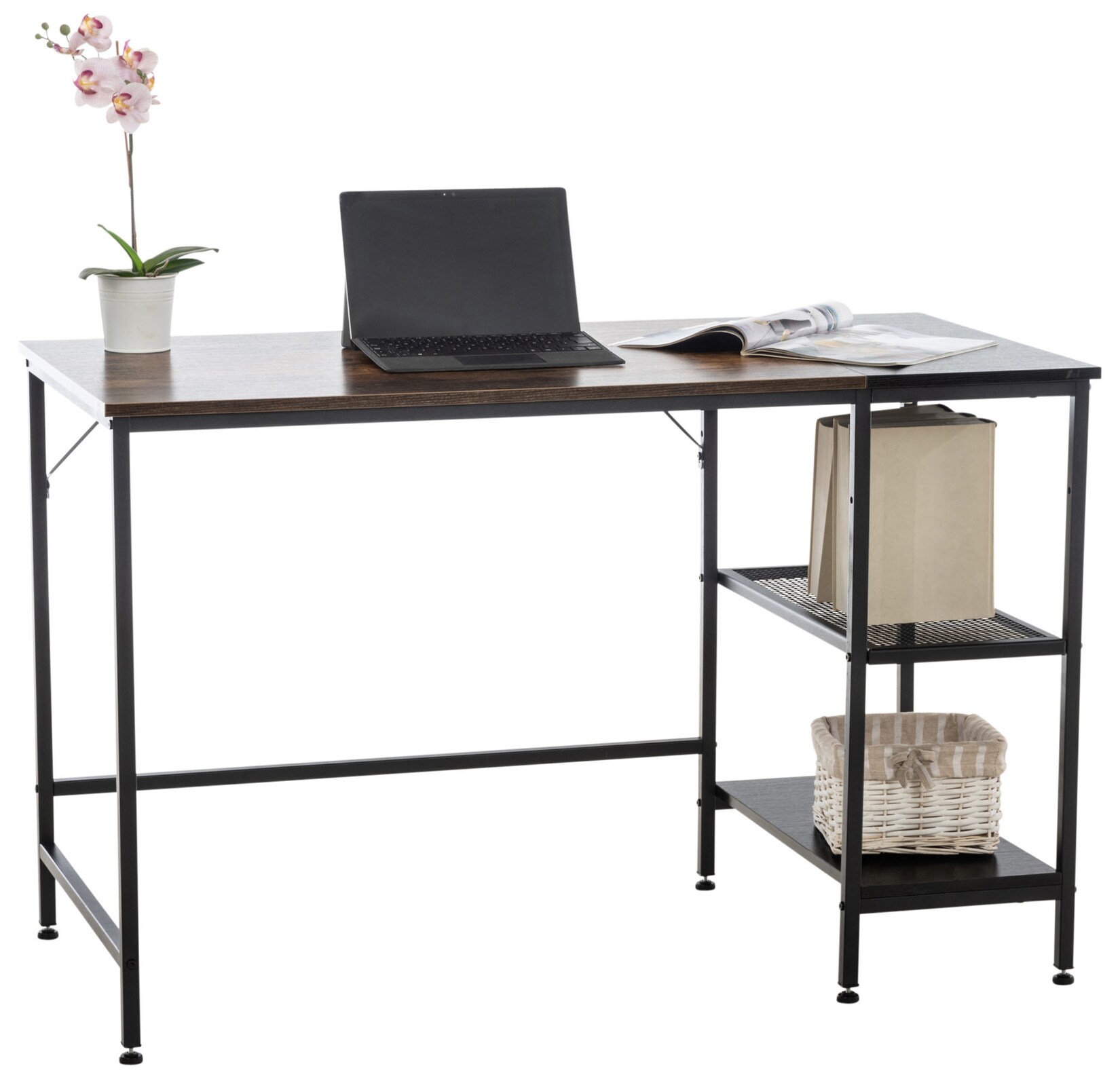 CLP Schreibtisch Oviedo I Laptoptisch Mit Stauraum I Bürotisch Mit Regalfächern