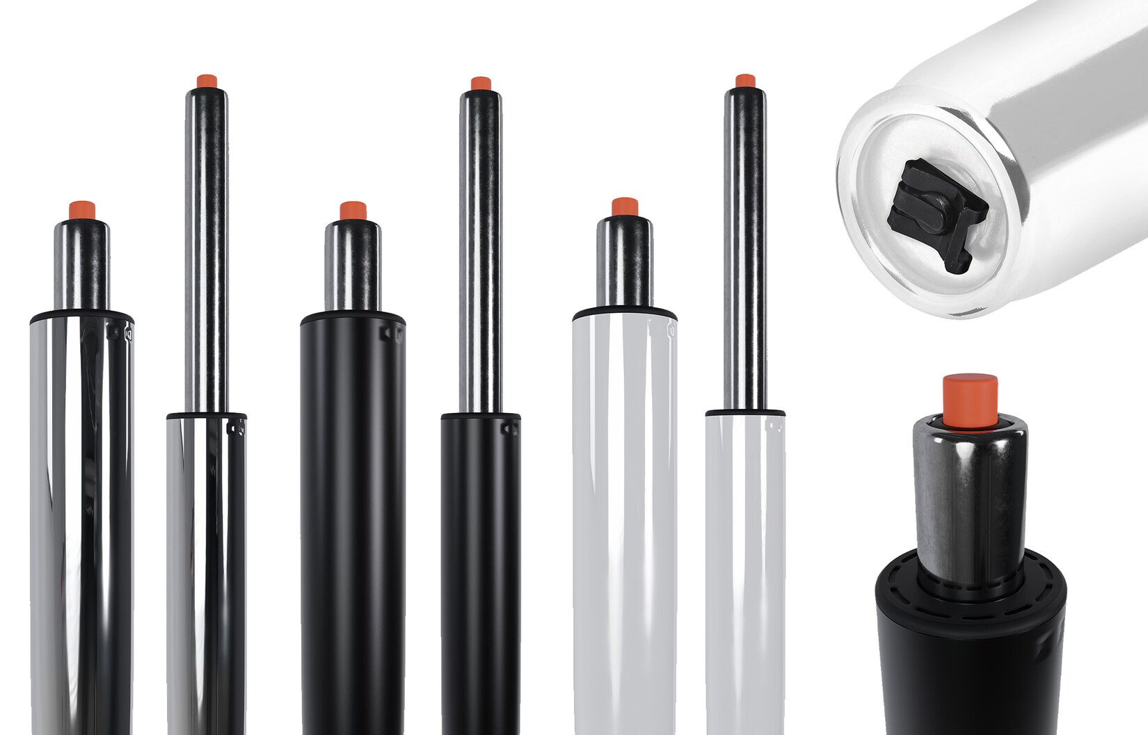 CLP Gaslift 3 - Farbe: chrom, Größe: Ø 5cm. Länge 270-370mm