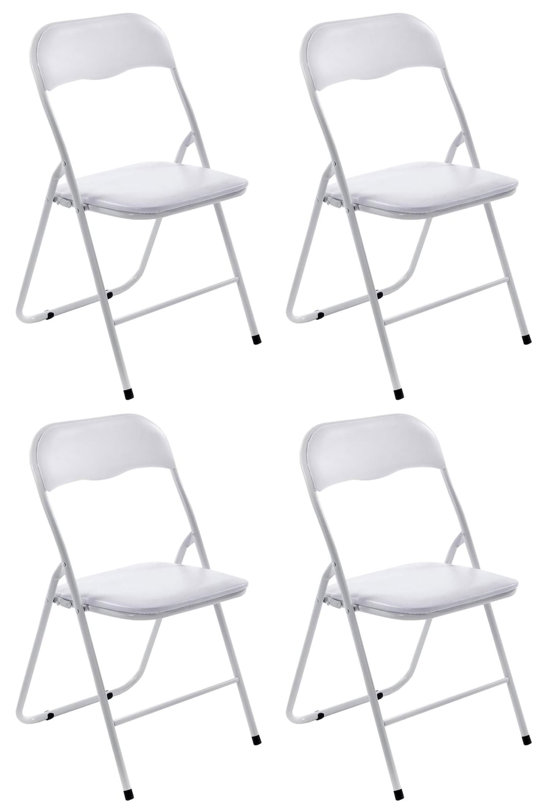 CLP 4er Set Klappstuhl Felix Gepolstert I Küchenstuhl Mit Metallgestell I Kunstleder PVC Sitz Gepolstert I Stühle Klappbar I Campingstühle