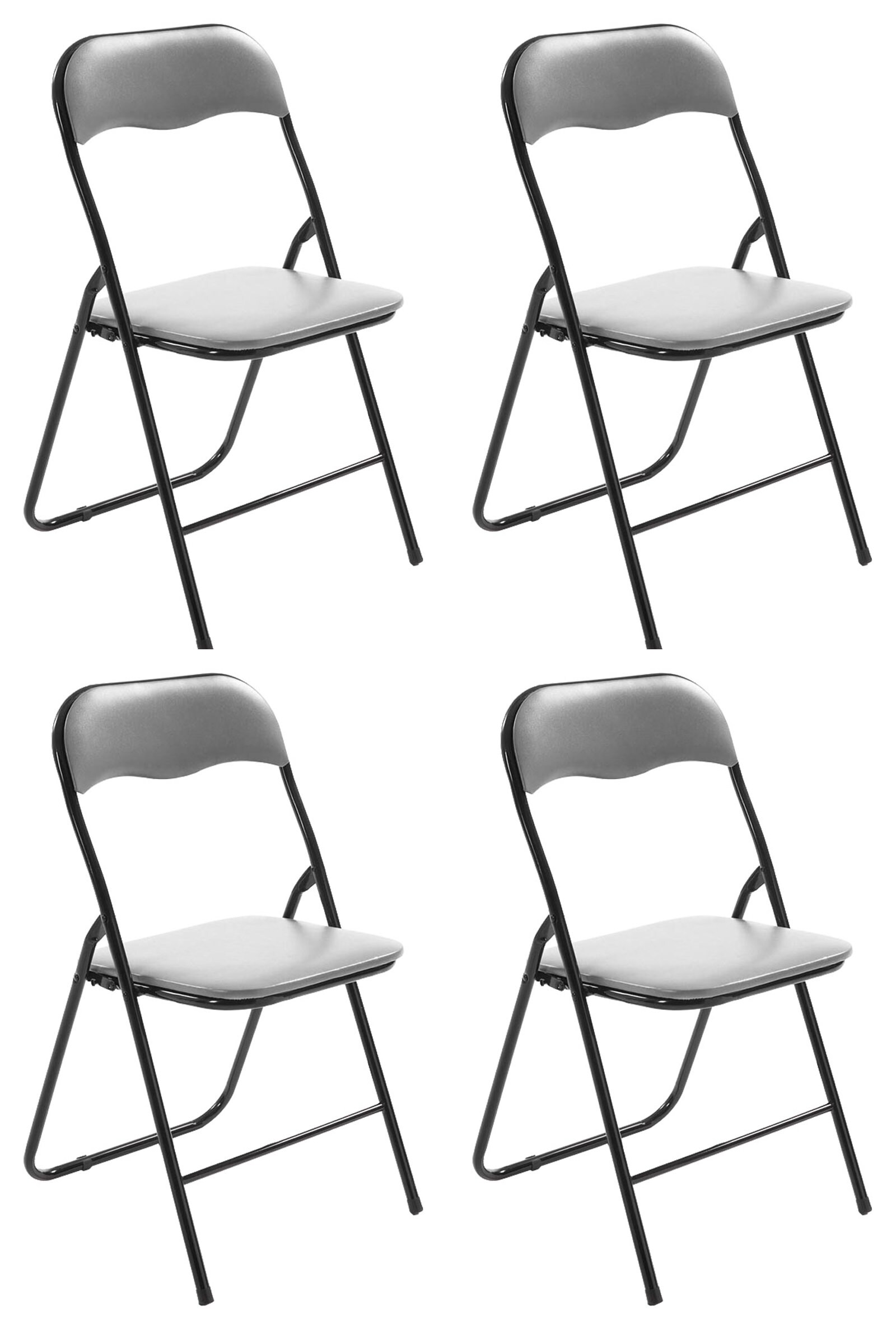 CLP 4er Set Klappstuhl Felix Gepolstert I K&uuml;chenstuhl Mit Metallgestell I Kunstleder PVC Sitz Gepolstert I St&uuml;hle Klappbar I Campingst&uuml;hle 