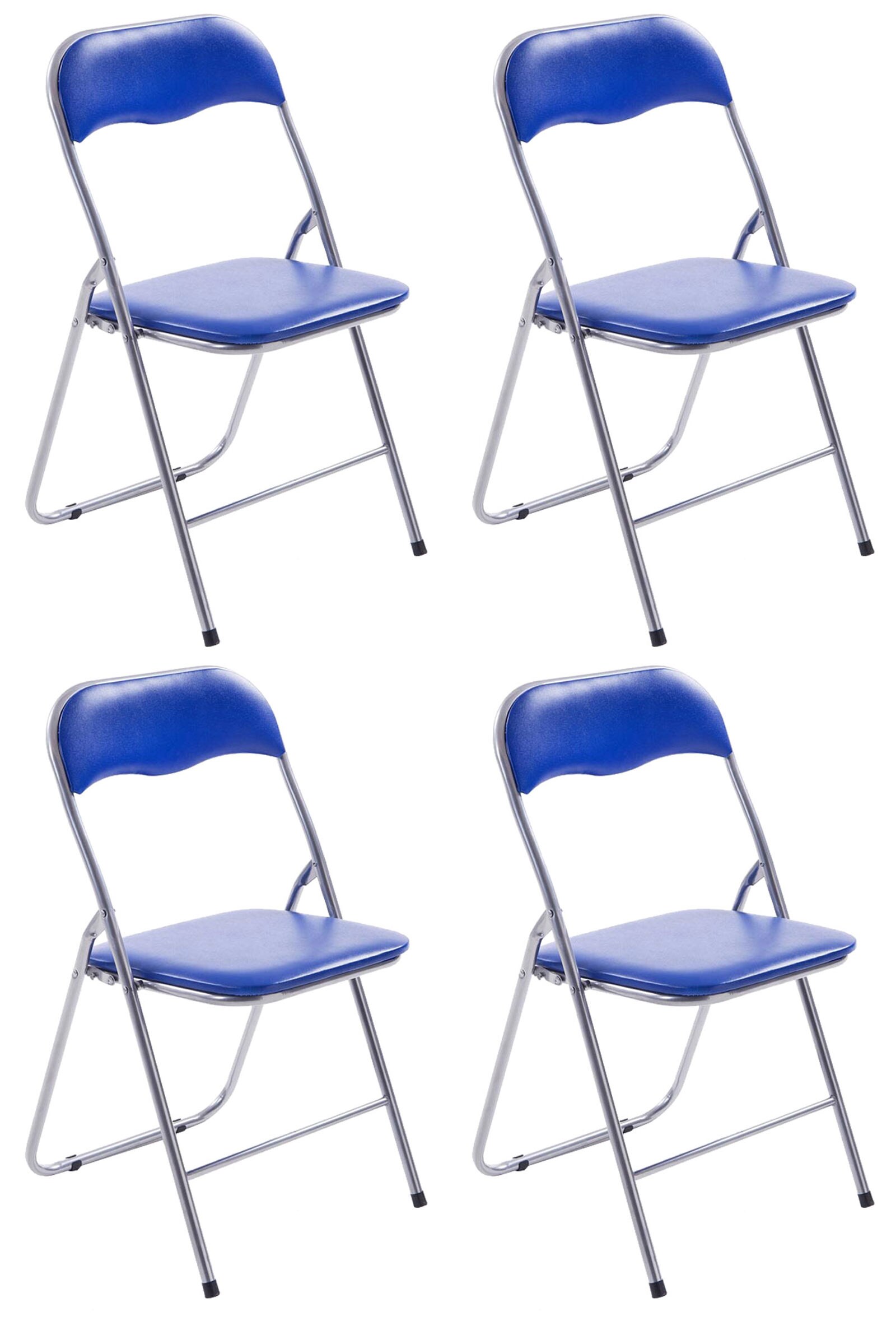CLP 4er Set Klappstuhl Felix Gepolstert I K&uuml;chenstuhl Mit Metallgestell I Kunstleder PVC Sitz Gepolstert I St&uuml;hle Klappbar I Campingst&uuml;hle 