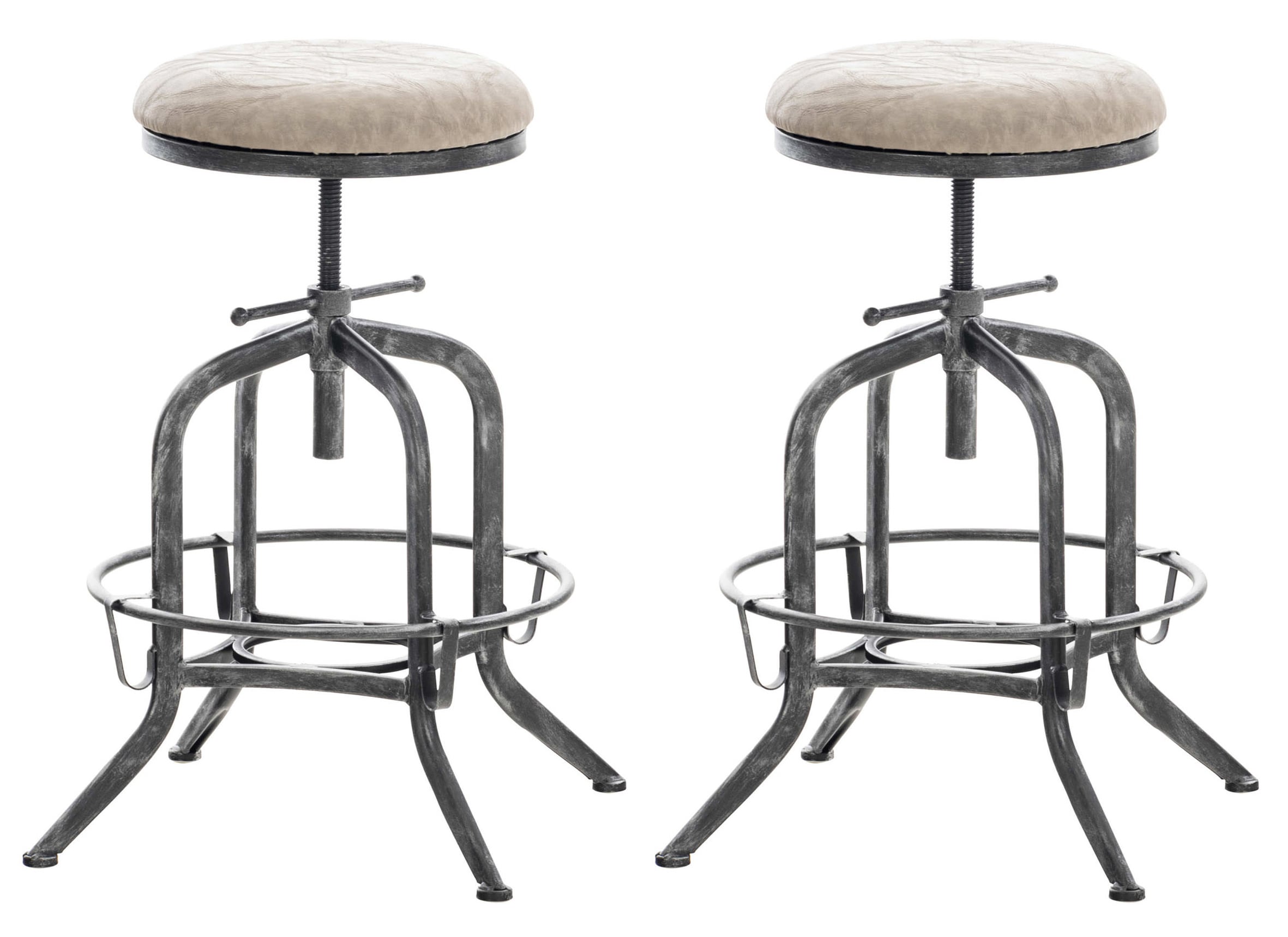 CLP 2er Set Barhocker Avadi Kunstleder I Tresenhocker Mit H&ouml;henverstellbarem Sitz I Thekenhocker Mit Fu&szlig;st&uuml;tze 