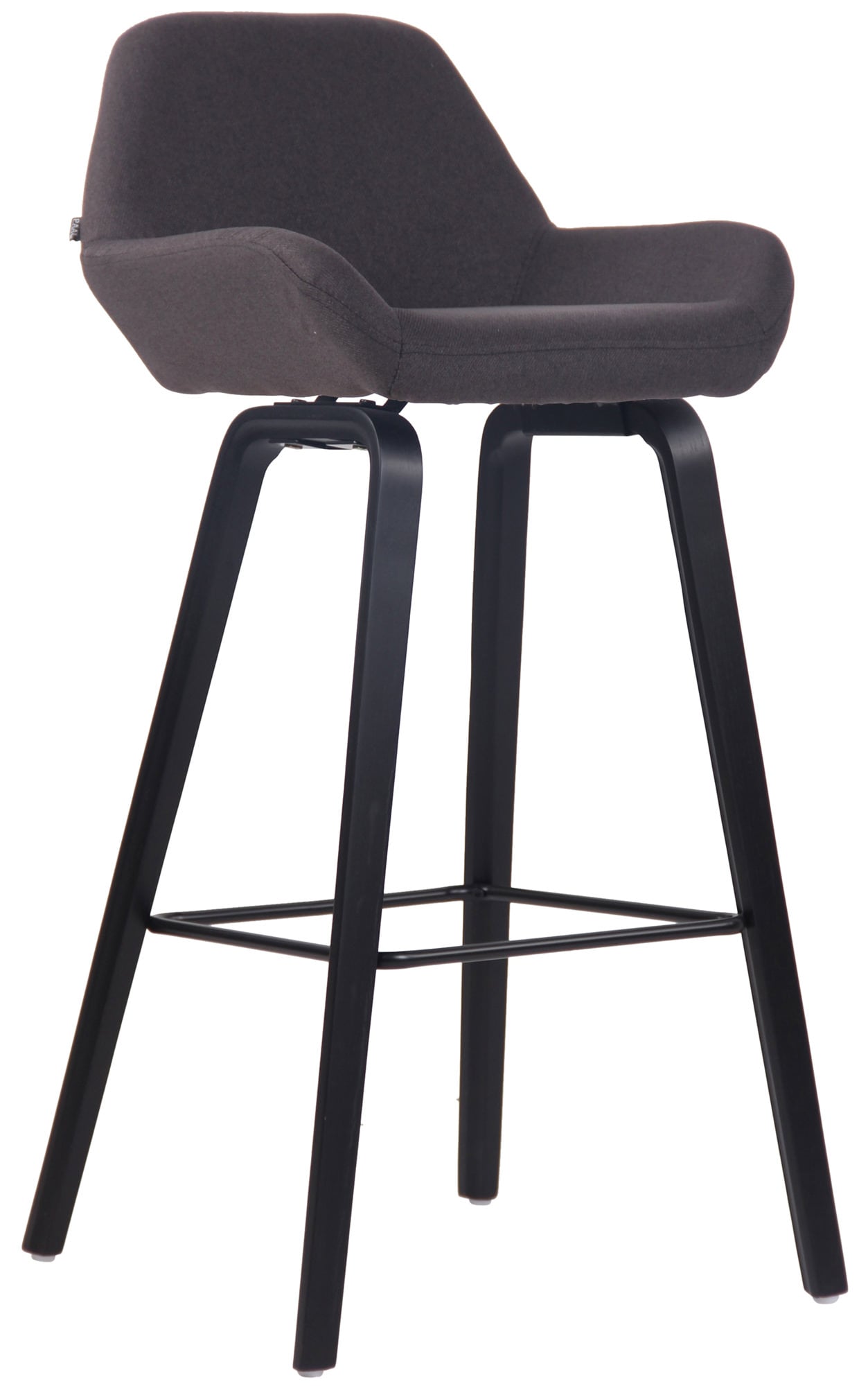 CLP Barhocker Newnan Stoff 4-Fu&szlig; Gestell I Thekenhocker Mit Eichenholzgestell I Barstuhl Mit Fu&szlig;st&uuml;tze Tresenstuhl Thekenstuhl 