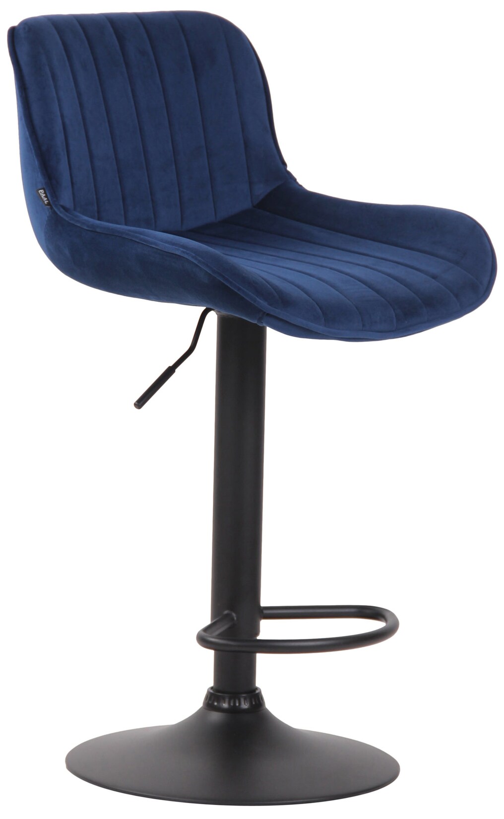 CLP Barhocker Lentini Samt schwarz Farbe: blau, Gestell Farbe: schwarz