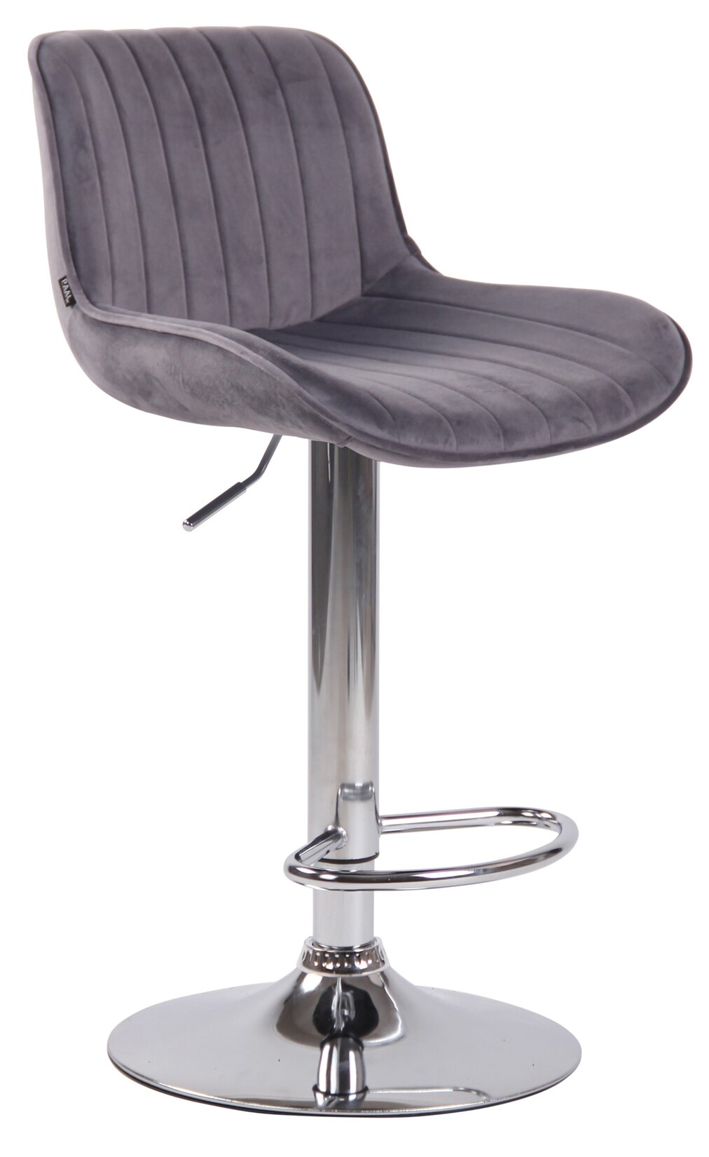 CLP Barhocker Lentini Samt chrom - Farbe: dunkelgrau, Gestellfarbe: chrom