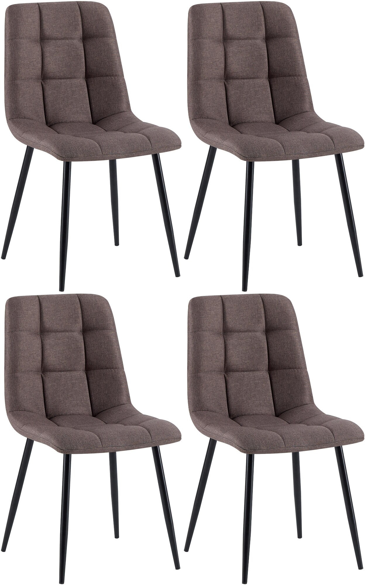 CLP 4er Set Esszimmerstuhl Tilde, K&uuml;chenst&uuml;hle gepolstert mit gestepptem Bezug, Polsterst&uuml;hle mit Metallgestell, bis 150 kg belastbar 