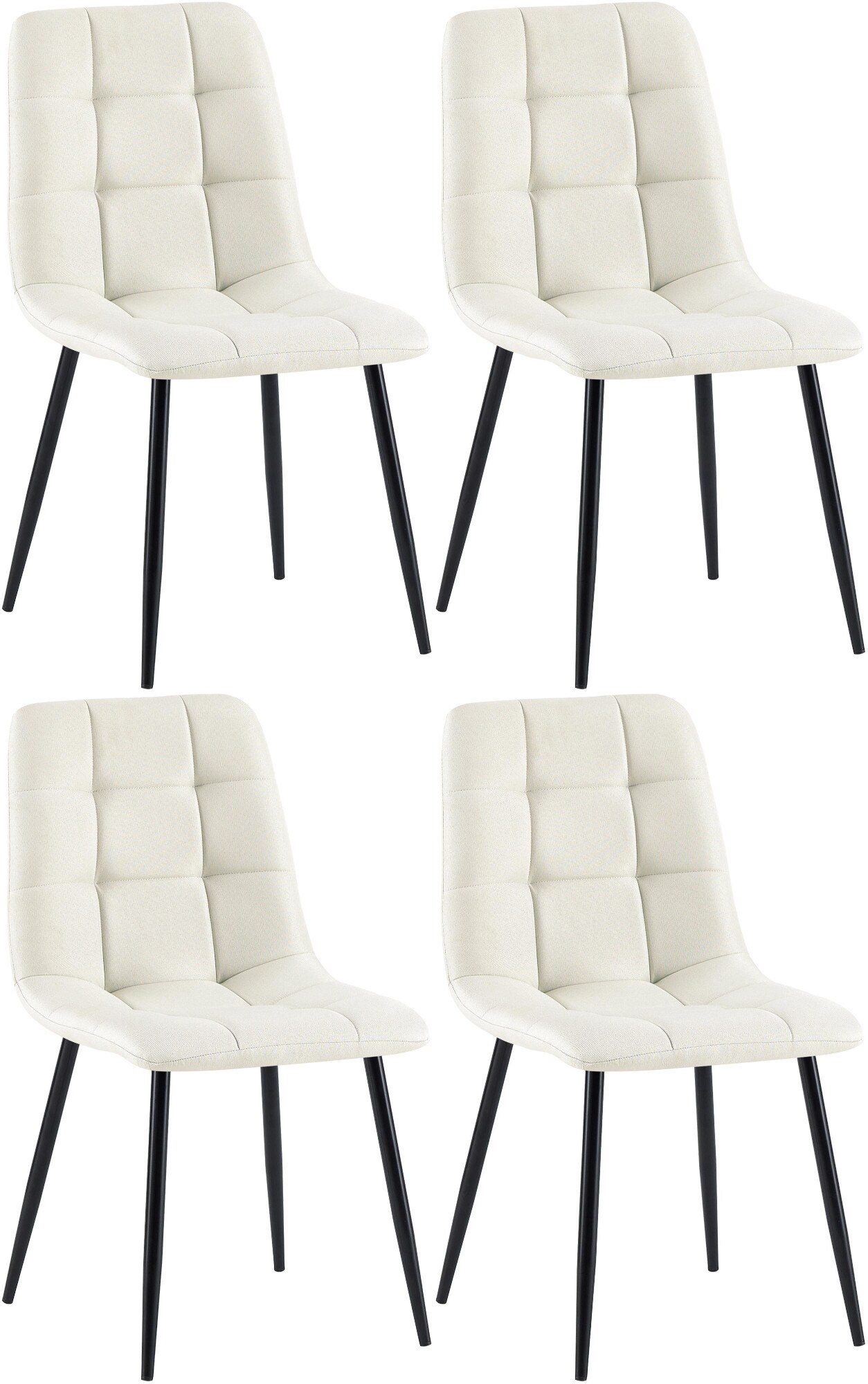 CLP 4er Set Esszimmerstuhl Tilde, K&uuml;chenst&uuml;hle gepolstert mit gestepptem Bezug, Polsterst&uuml;hle mit Metallgestell, bis 150 kg belastbar 