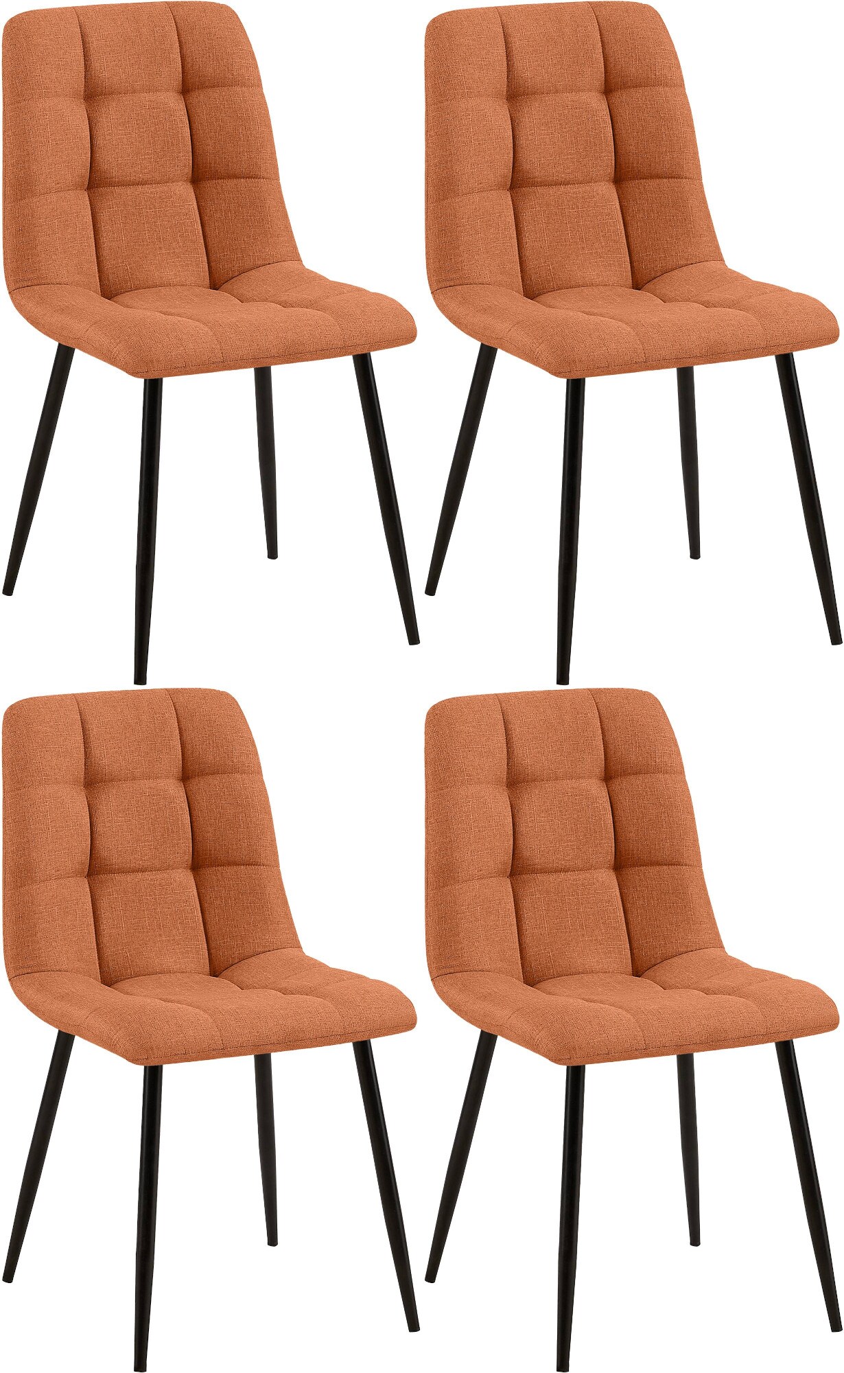 CLP 4er Set Esszimmerstuhl Tilde, K&uuml;chenst&uuml;hle gepolstert mit gestepptem Bezug, Polsterst&uuml;hle mit Metallgestell, bis 150 kg belastbar 