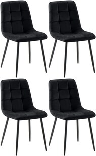 CLP 4er Set Esszimmerstuhl Tilde, Küchenstühle gepolstert mit gestepptem Bezug, Polsterstühle mit Metallgestell, bis 150 kg belastbar 