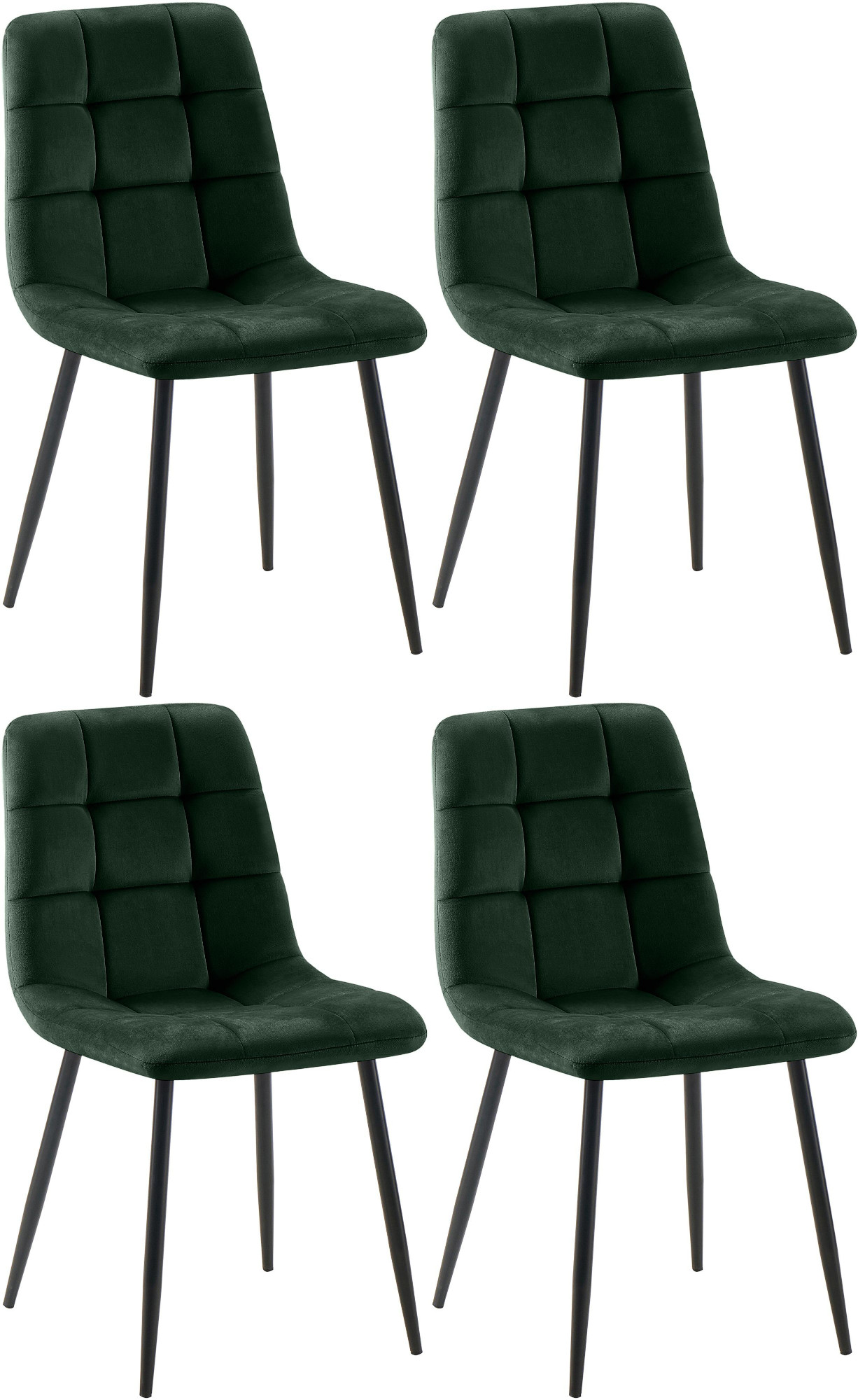 CLP 4er Set Esszimmerstuhl Tilde, K&uuml;chenst&uuml;hle gepolstert mit gestepptem Bezug, Polsterst&uuml;hle mit Metallgestell, bis 150 kg belastbar 