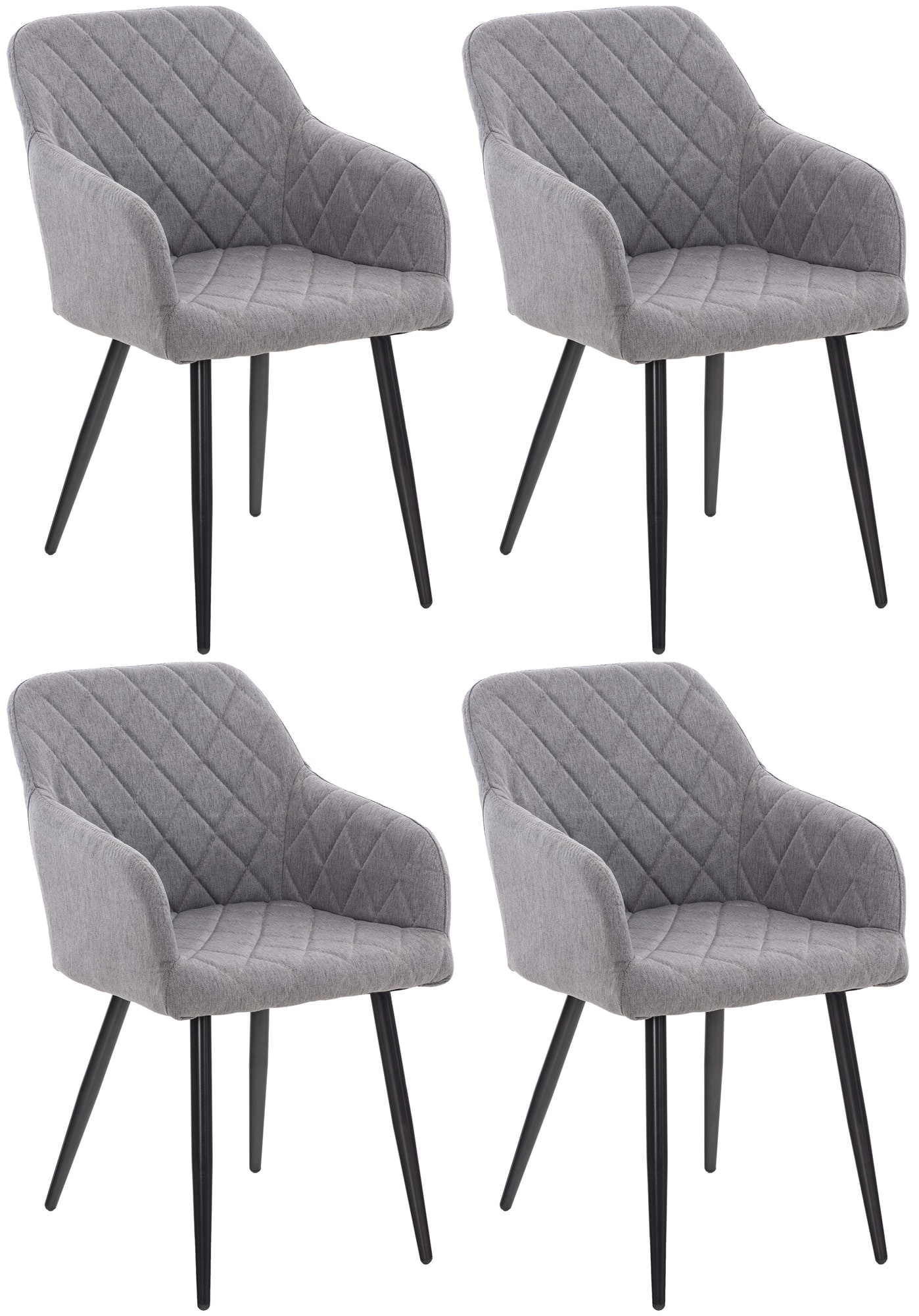 CLP 4er Set Esszimmerstuhl Shila I Samt I Stoff I Gesteppt I Mit Bodenschonern 