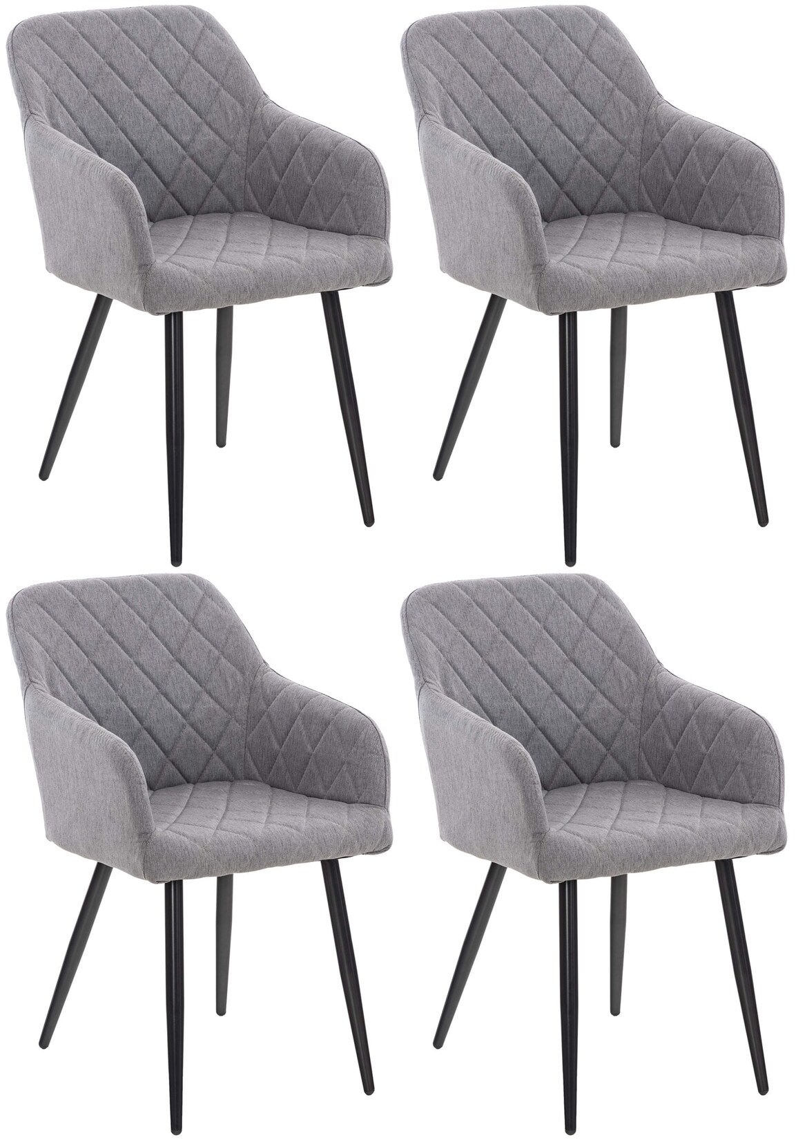 CLP 4er Set Esszimmerstuhl Shila Stoff Farbe: grau, Material: Stoff