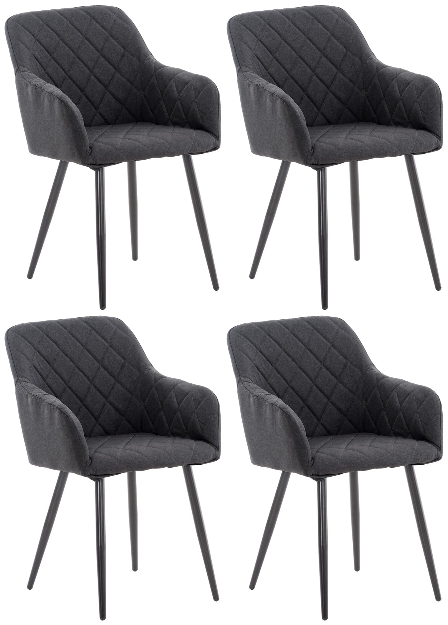 CLP 4er Set Esszimmerstuhl Shila I Samt I Stoff I Gesteppt I Mit Bodenschonern 