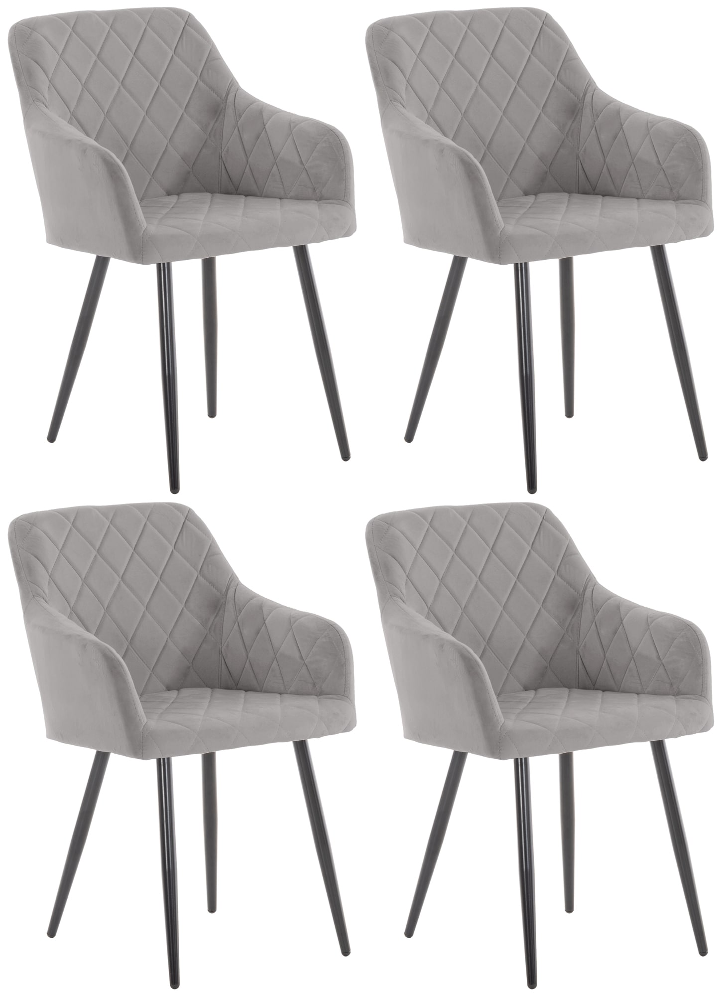 CLP 4er Set Esszimmerstuhl Shila I Samt I Stoff I Gesteppt I Mit Bodenschonern 