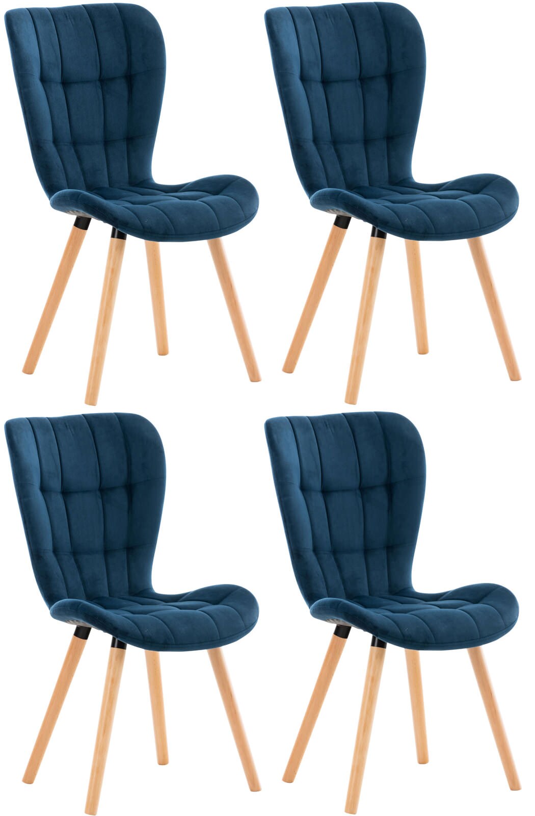 CLP 4er Set Esszimmerstuhl Elda Samt I Lehnstuhl Mit Robustem Holzgestell I Polsterstuhl Mit Stilvollen Ziern&auml;hten 