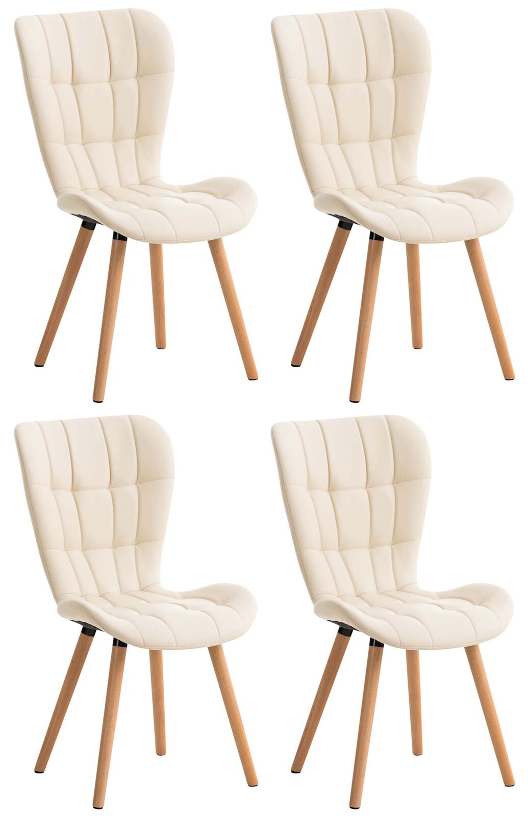 CLP 4er Set Esszimmerstuhl Elda Kunstleder Farbe: creme