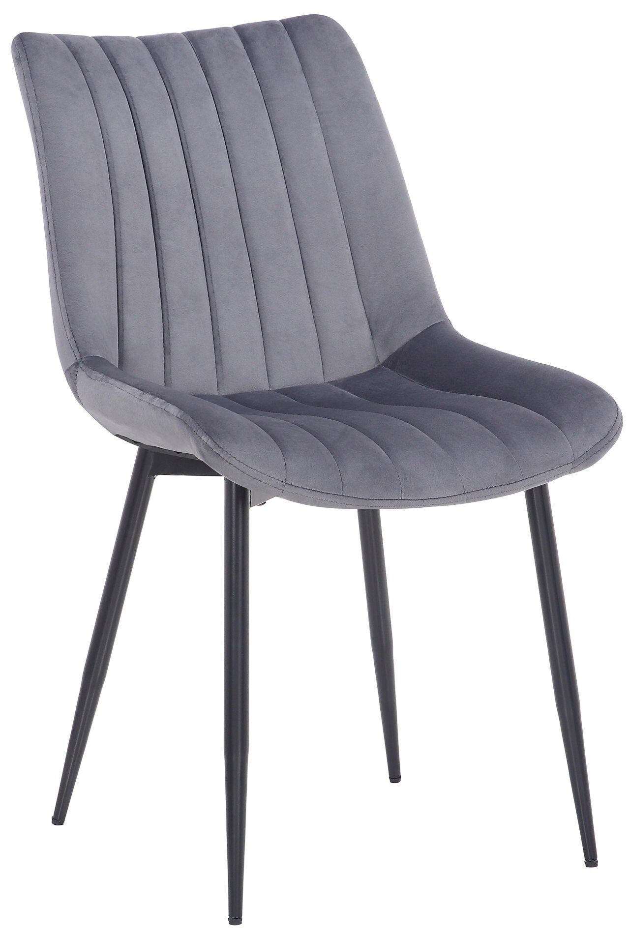 CLP Stuhl Rahden Samt I Polsterstuhl Mit Gestepptem Sitz I Lehnstuhl Mit Schwarzem Gestell Mit Einer Sitzh&ouml;he Von 46 cm 