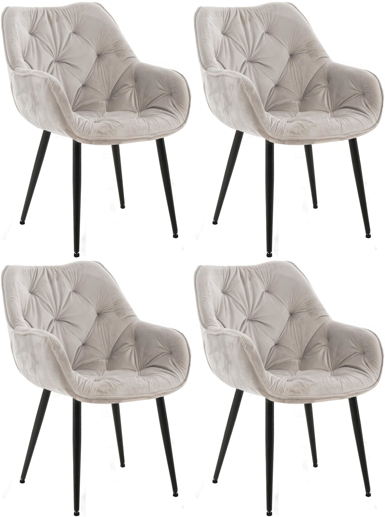 CLP 4er Set Stuhl Tanna Samt Farbe: grau