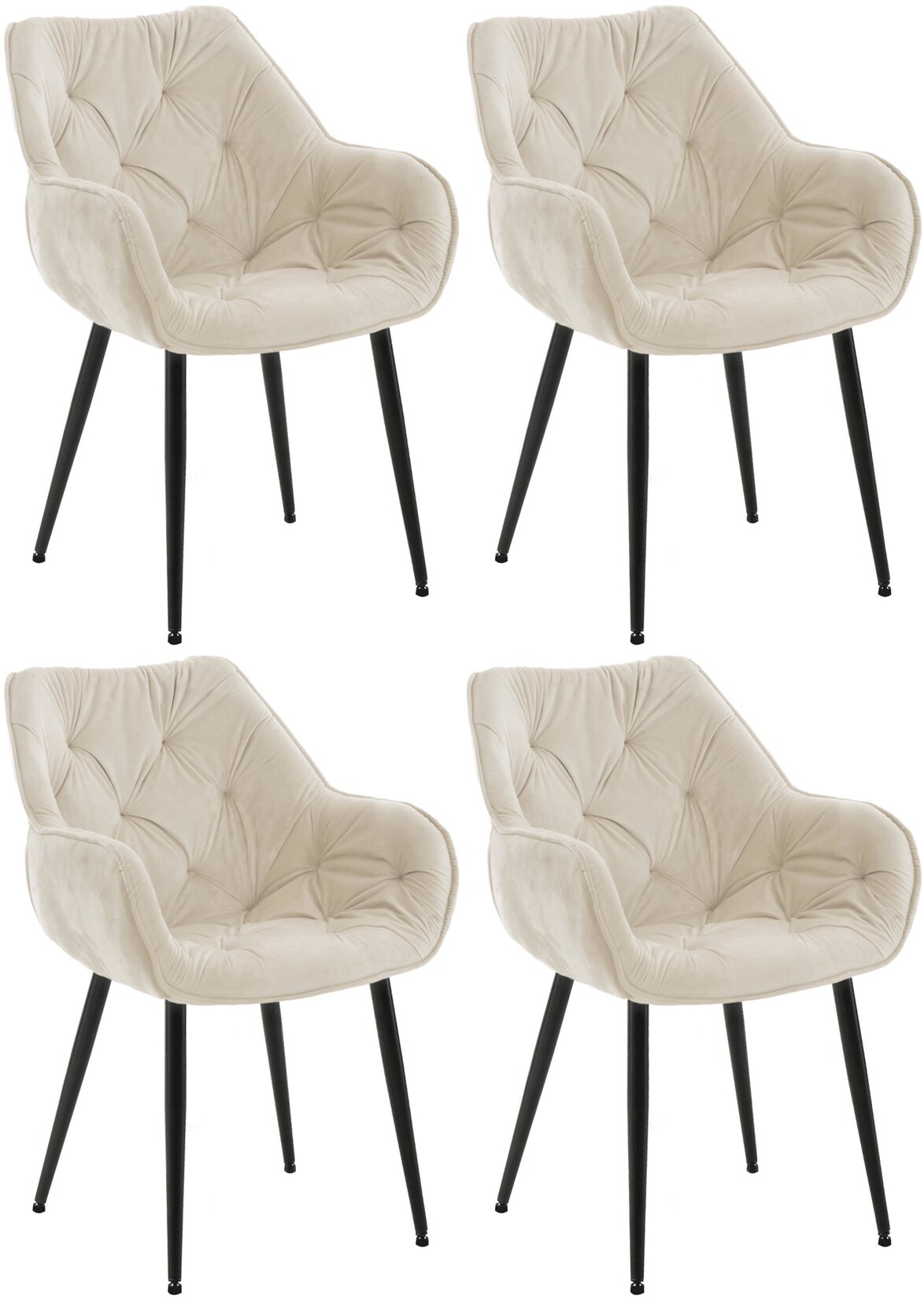 CLP 4er Set Stuhl Tanna Samt Farbe: creme
