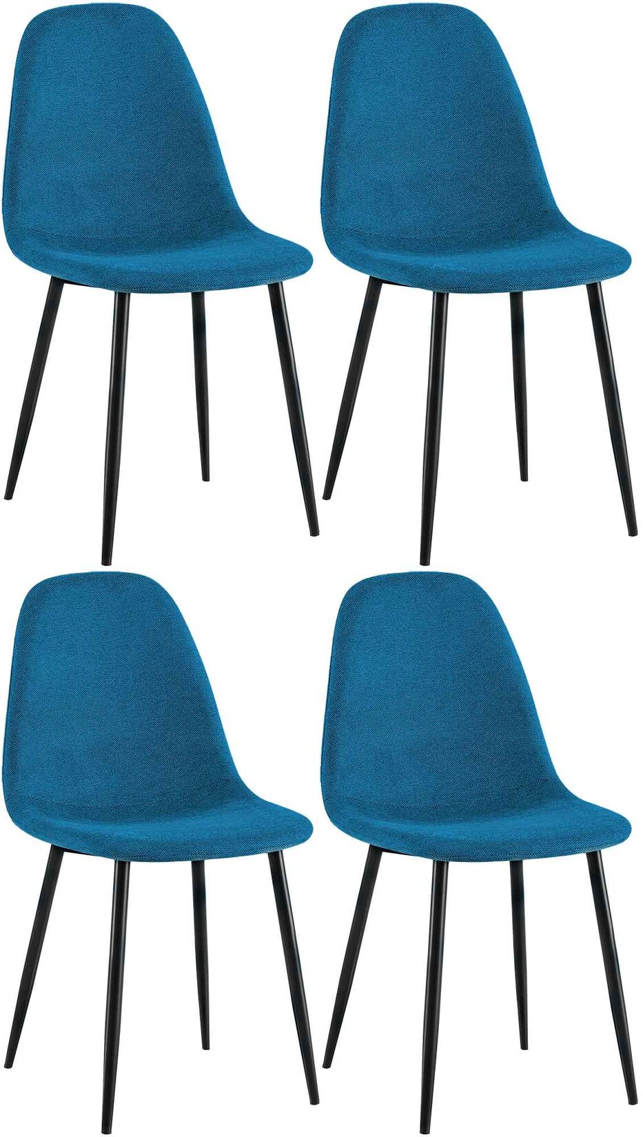 CLP 4er Set Esszimmerstühle Napier Stoff Farbe: blau, Material: Stoff