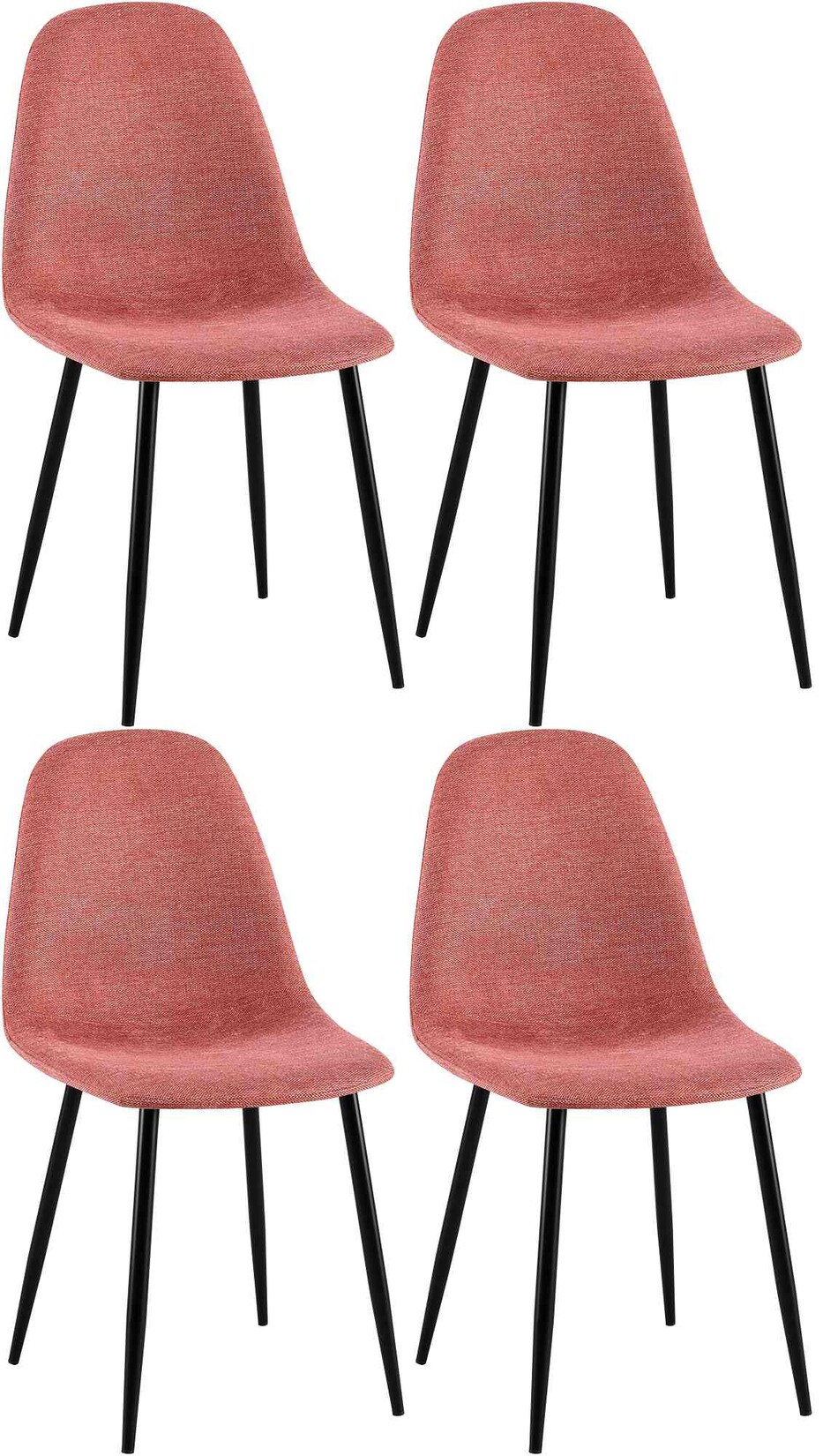CLP 4er Set Esszimmerstühle Napier Stoff Farbe: orange, Material: Stoff