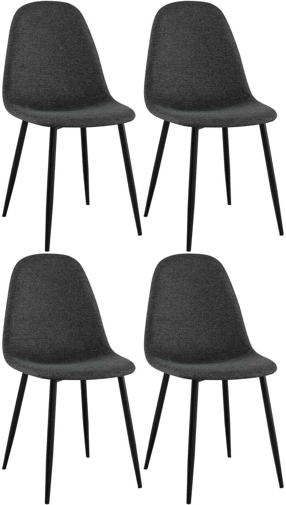 CLP 4er Set Esszimmerstühle Napier Stoff Farbe: schwarz, Material: Stoff