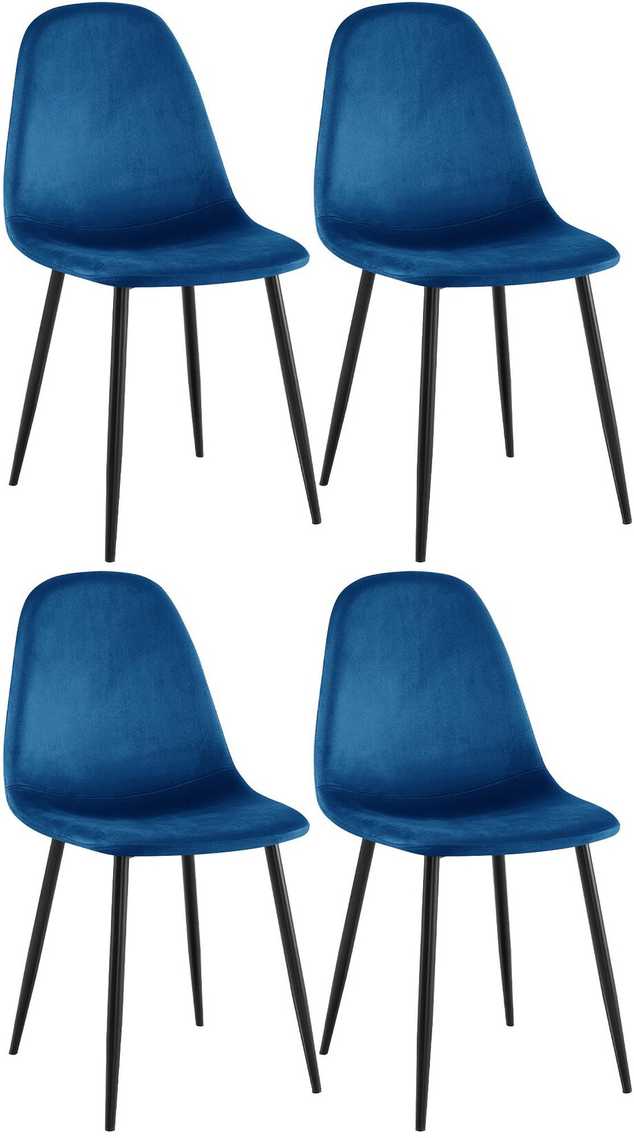 CLP 4er Set Esszimmerstühle Napier Samt Farbe: blau, Material: Samt