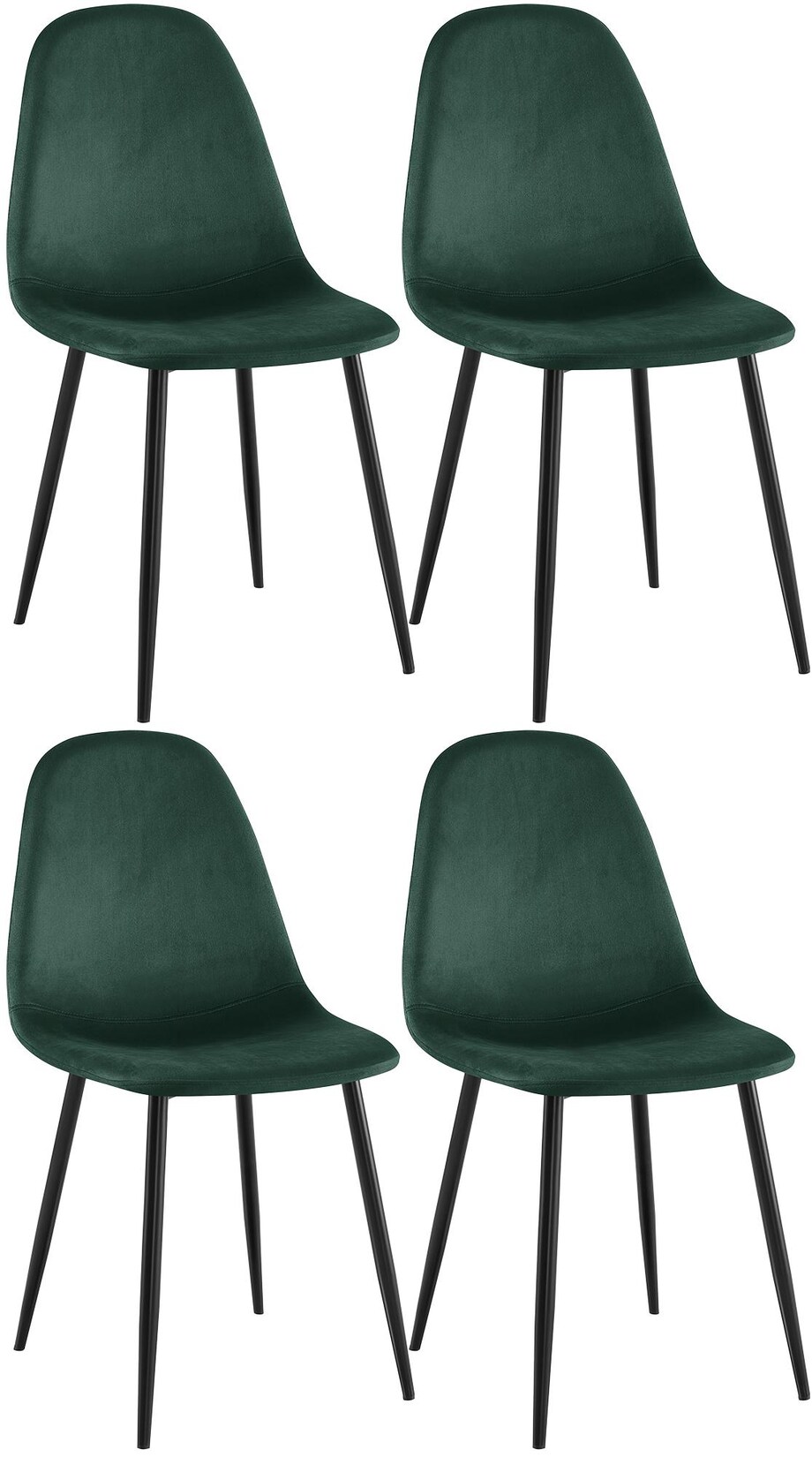 CLP 4er Set Esszimmerstühle Napier Samt Farbe: grün, Material: Samt