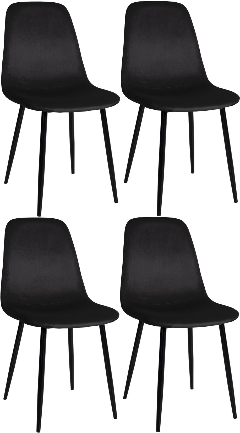 CLP 4er Set Esszimmerstühle Napier Samt Farbe: schwarz, Material: Samt