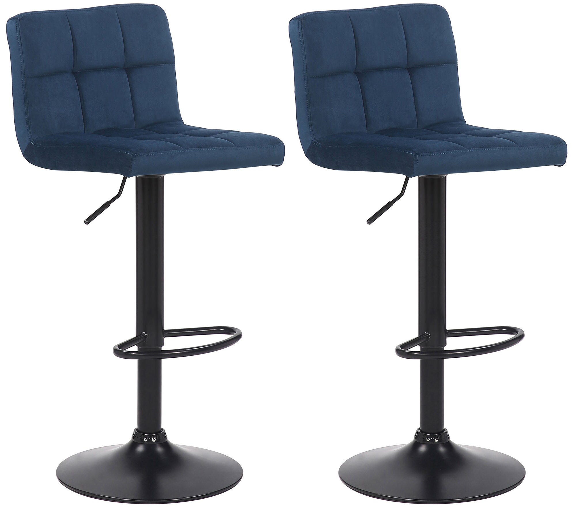 CLP 2er Set Barhocker Feni Samt, h&ouml;henverstellbar mit Fu&szlig;st&uuml;tze, Lehne & Metallgestell, belastbar bis 150 kg 