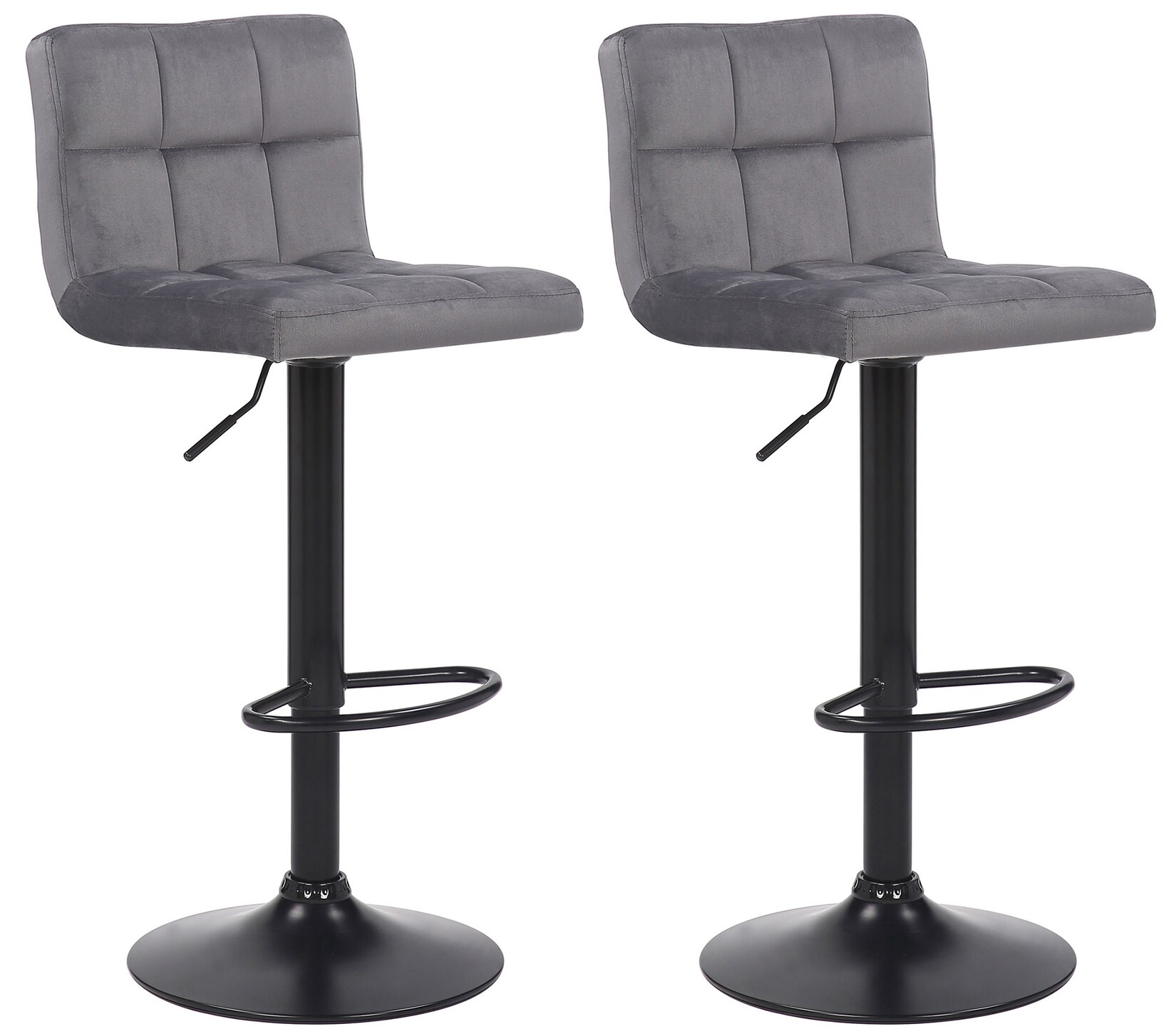 CLP Lot de 2 Tabourets de bar Feni en velours , Gris