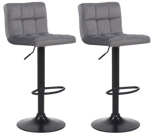 CLP 2er Set Barhocker Feni Samt, höhenverstellbar mit Fußstütze, Lehne & Metallgestell, belastbar bis 150 kg 