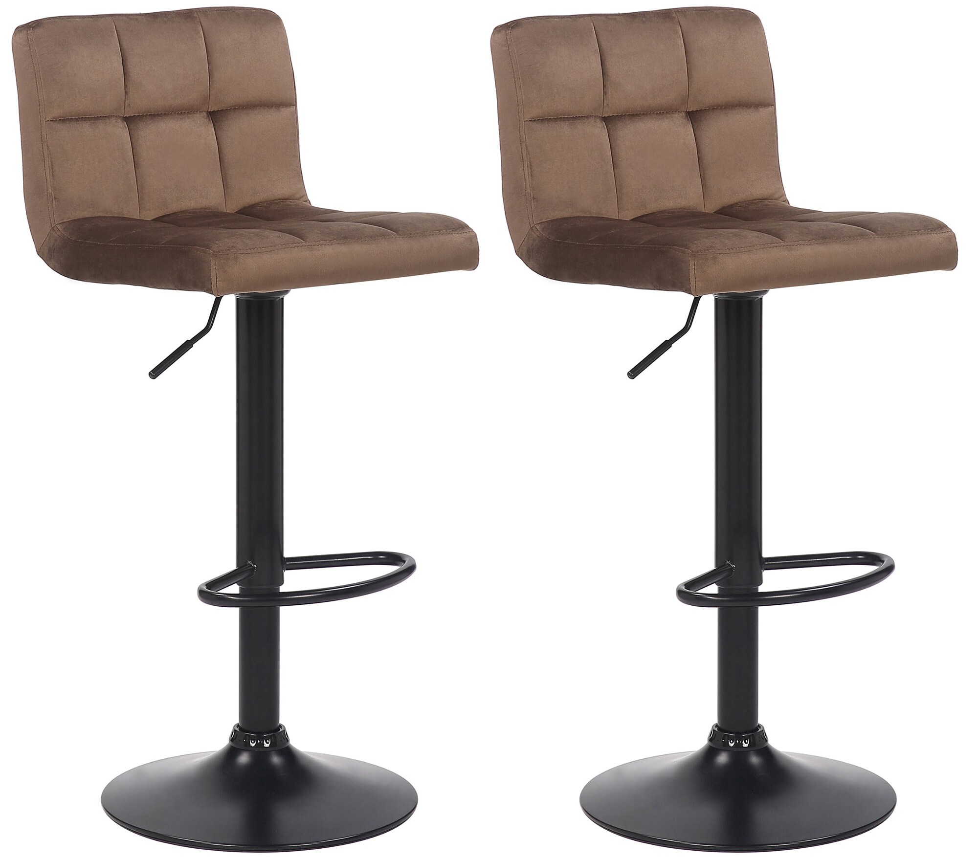 CLP 2er Set Barhocker Feni Samt, h&ouml;henverstellbar mit Fu&szlig;st&uuml;tze, Lehne & Metallgestell, belastbar bis 150 kg 