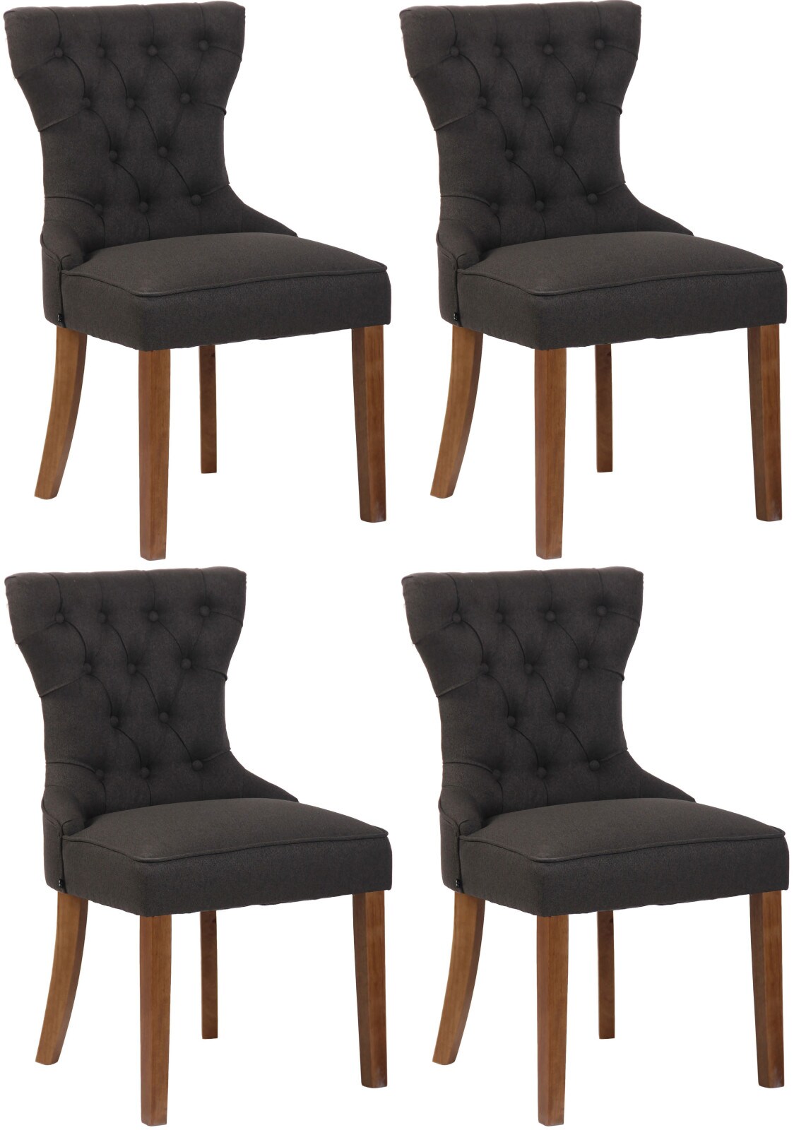 CLP 4er Set Esszimmerst&uuml;hle Franca Stoff I Gepolsterte Sitze I Vierfu&szlig;gestell Aus Kautschukholz 