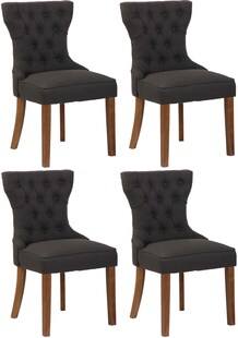 CLP 4er Set Esszimmerstühle Franca Stoff I Gepolsterte Sitze I Vierfußgestell Aus Kautschukholz 